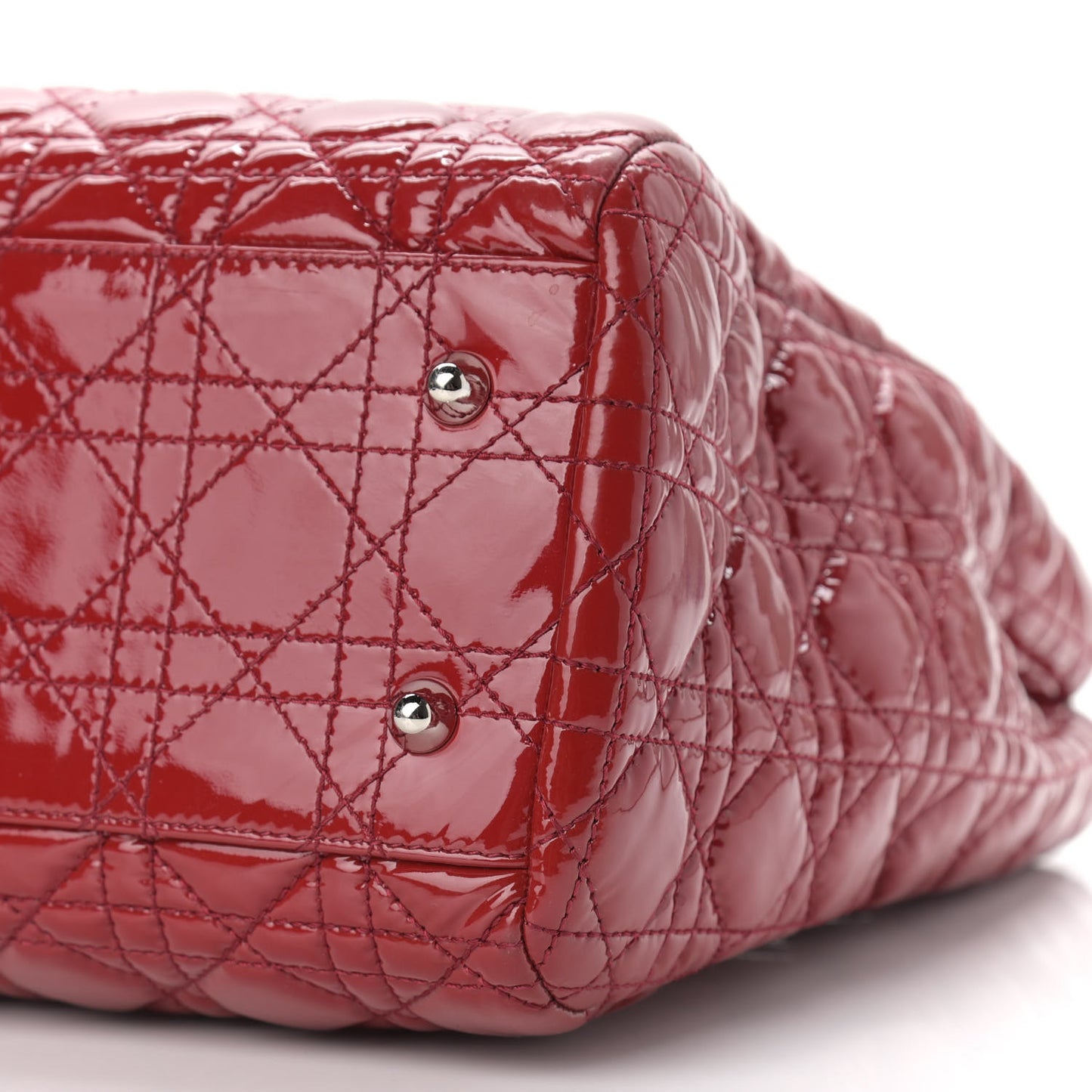 Patent Cannage Large Dior Soft Shopping Tote Red