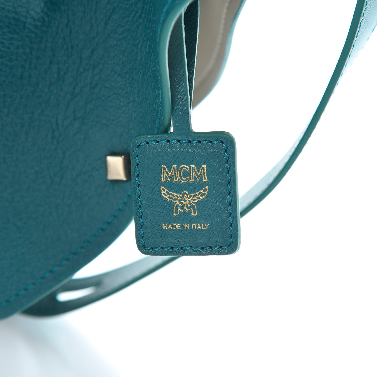 MCM Goatskin Milano Drawstring Mini Bag Deep Lagoon 6 of 11