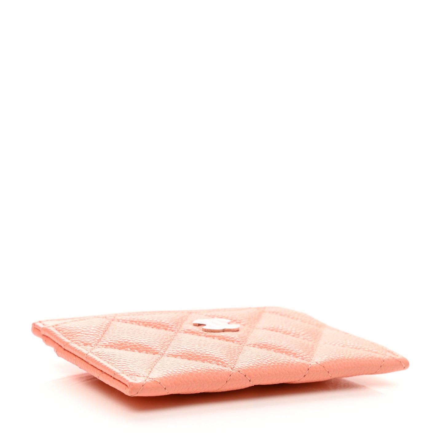 Caviar Quilted Card Holder Coral