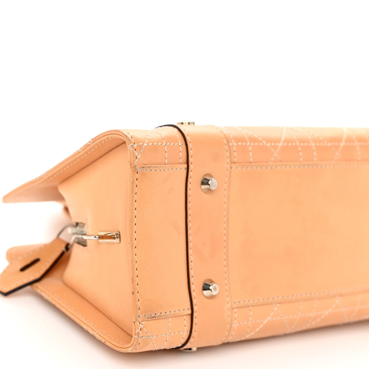 Calfskin Cannage Stitched Small East West Lady Dior Camel