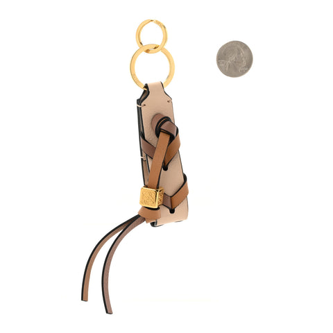 Calfskin Braided Bag Charm Nude Warm Desert