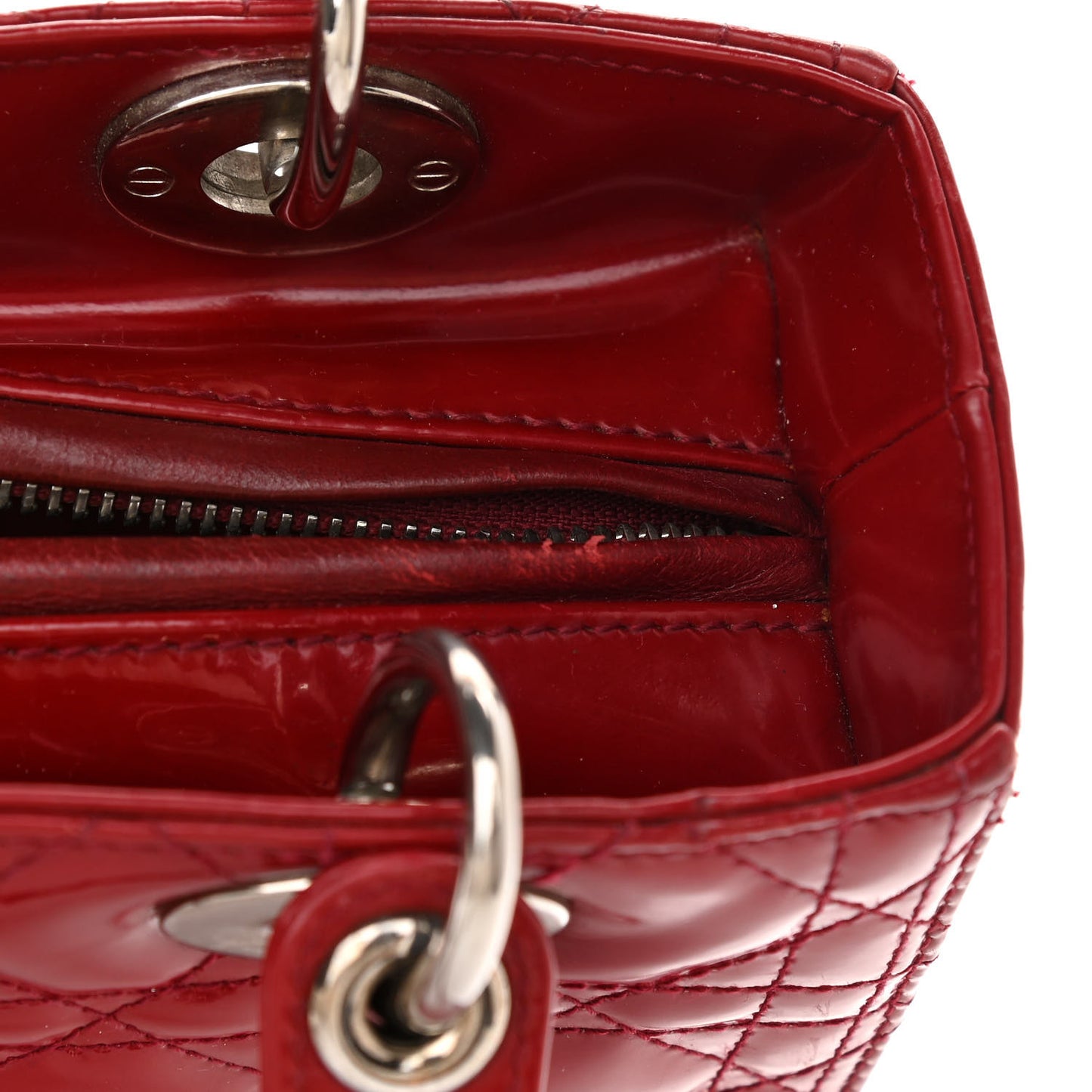Patent Cannage Medium Lady Dior Red