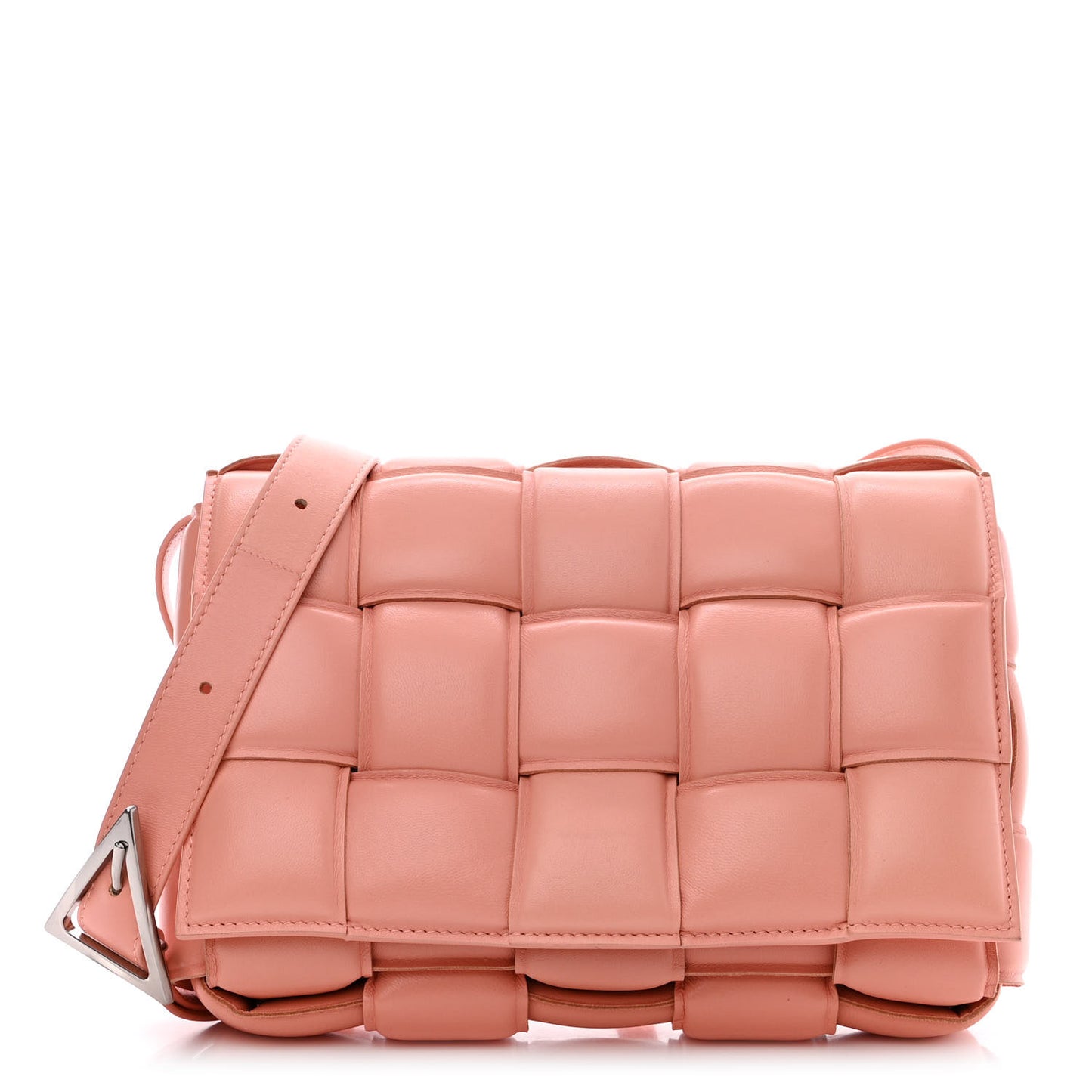 Nappa Maxi Intreccio Padded Cassette Crossbody Bag Peachy