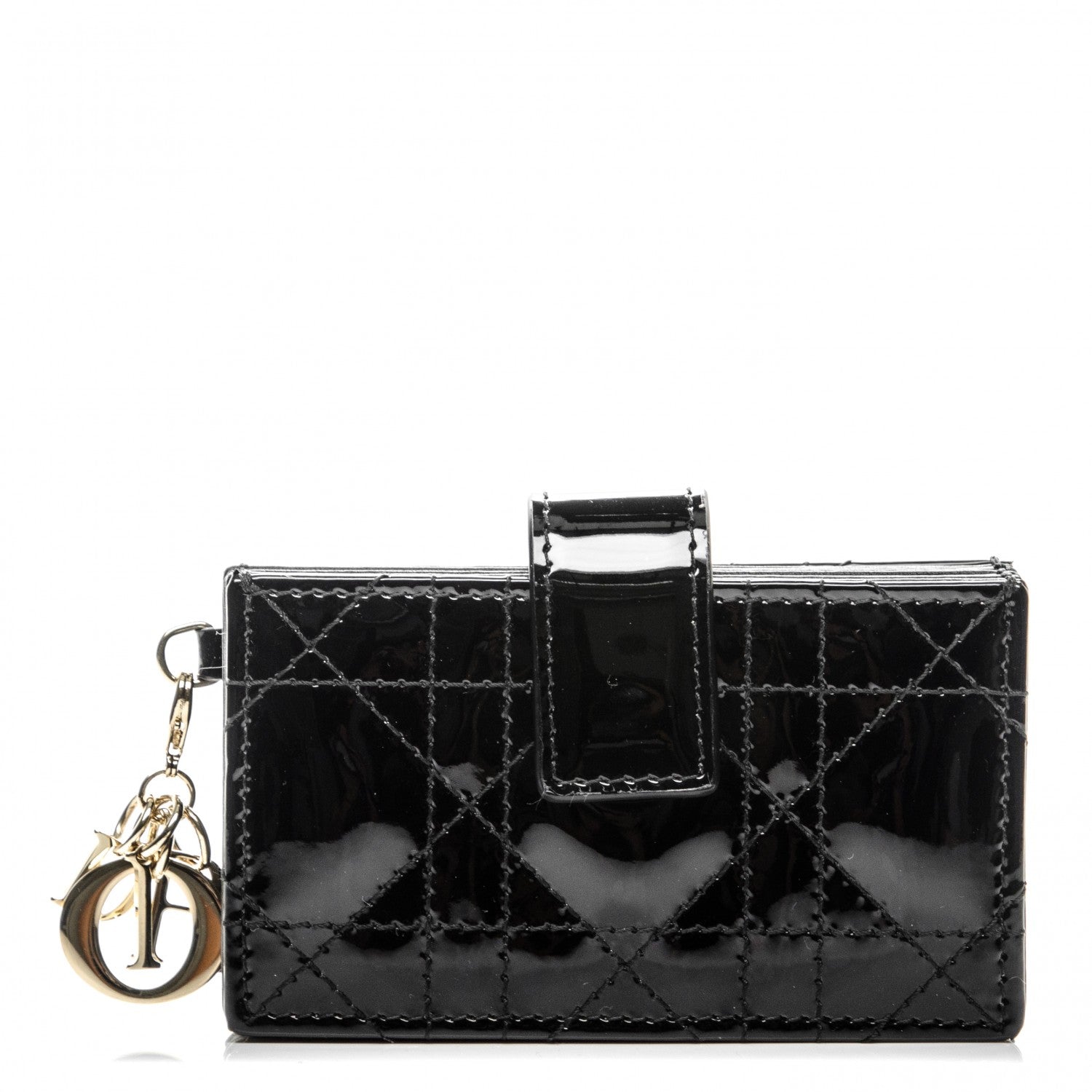 Christian Dior Patent Cannage Lady Dior 5-Gusset Card Holder Black 1 of 7