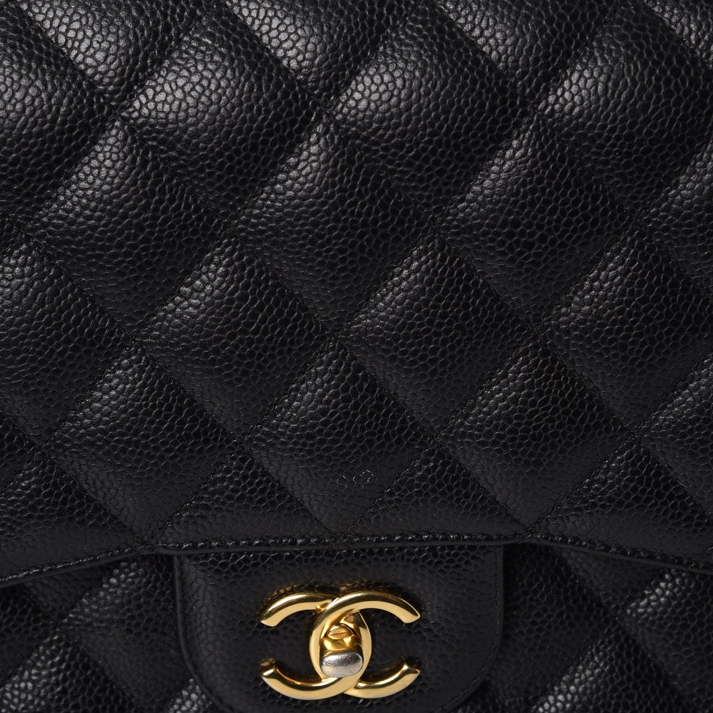 Caviar Quilted Jumbo Double Flap Black