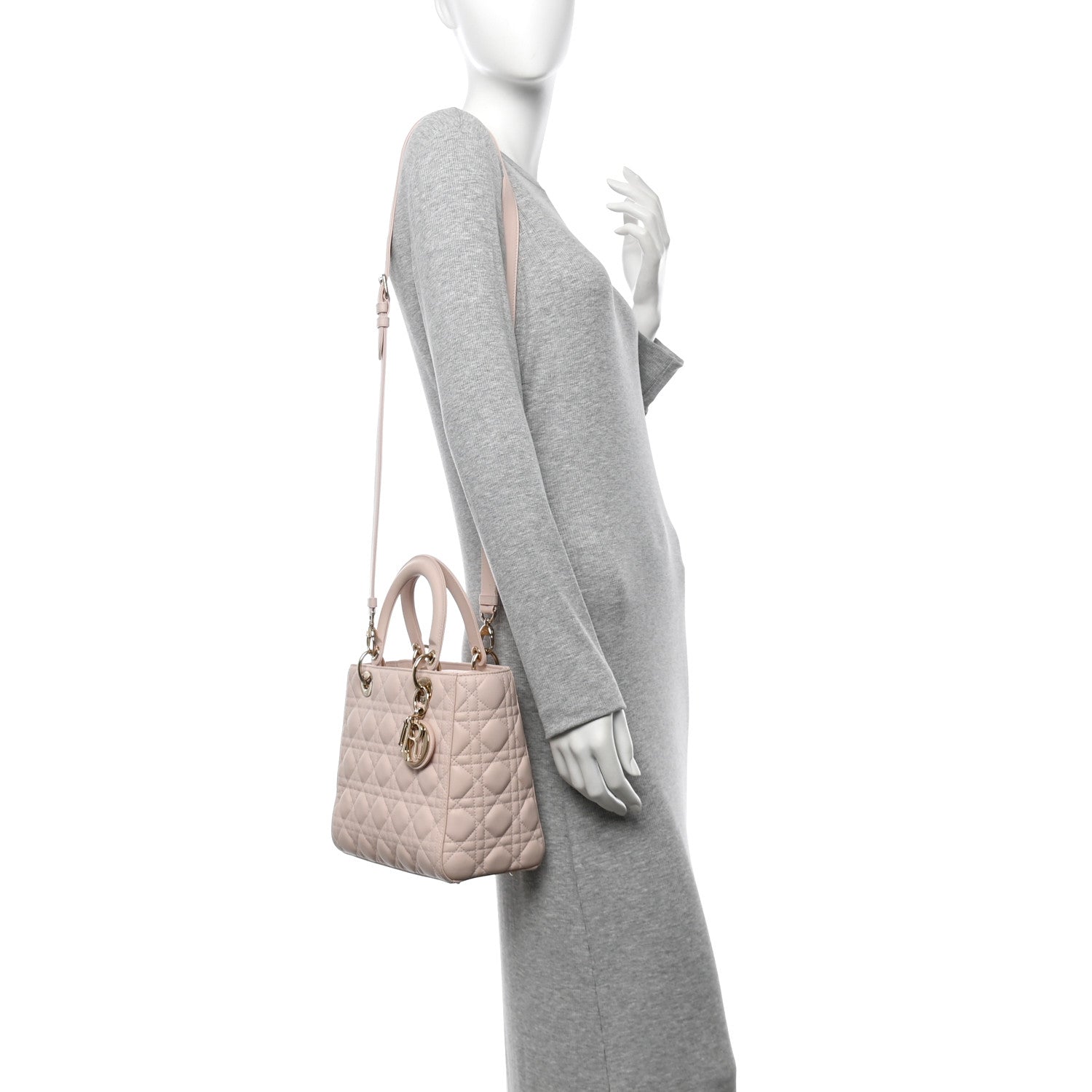 Christian Dior Lambskin Cannage Medium Lady Dior Light Pink 2 of 20