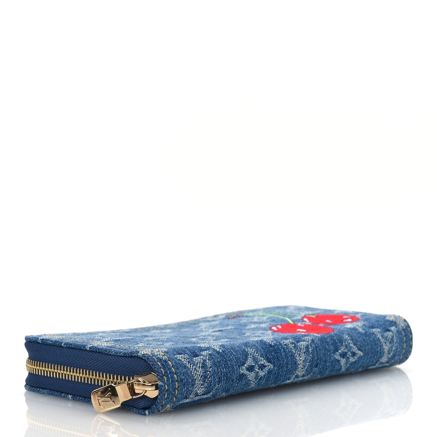 LV X TM Monogram Denim Cerises Zippy Wallet Blue