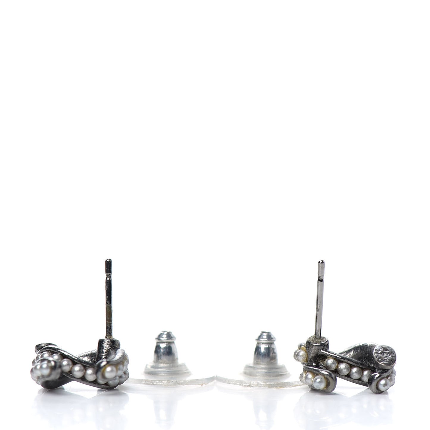 Pearl Twisted CC Earrings Ruthenium