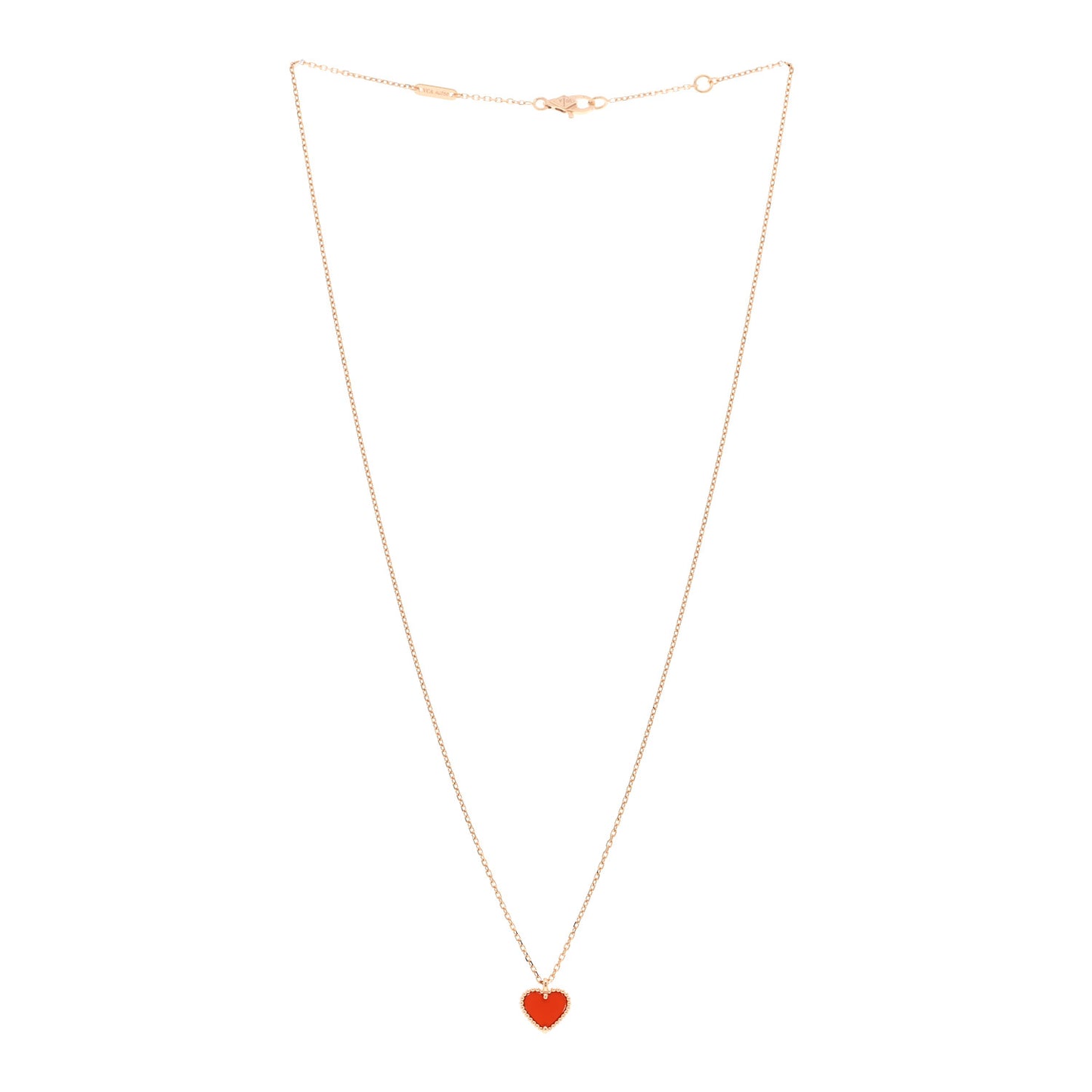 18k Rose Gold Carnelian Sweet Alhambra Heart Pendant Necklace