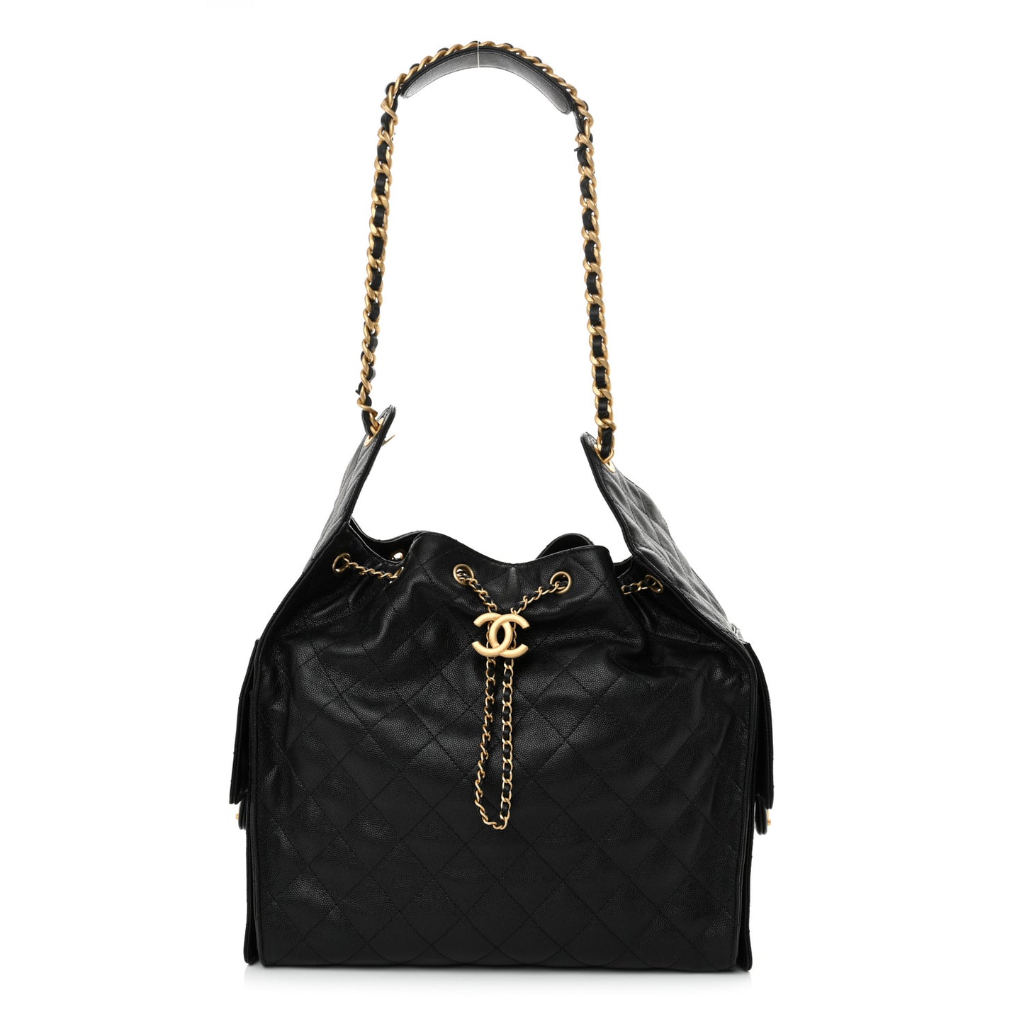 Caviar Quilted Medium Chanel 25 Handbag Black