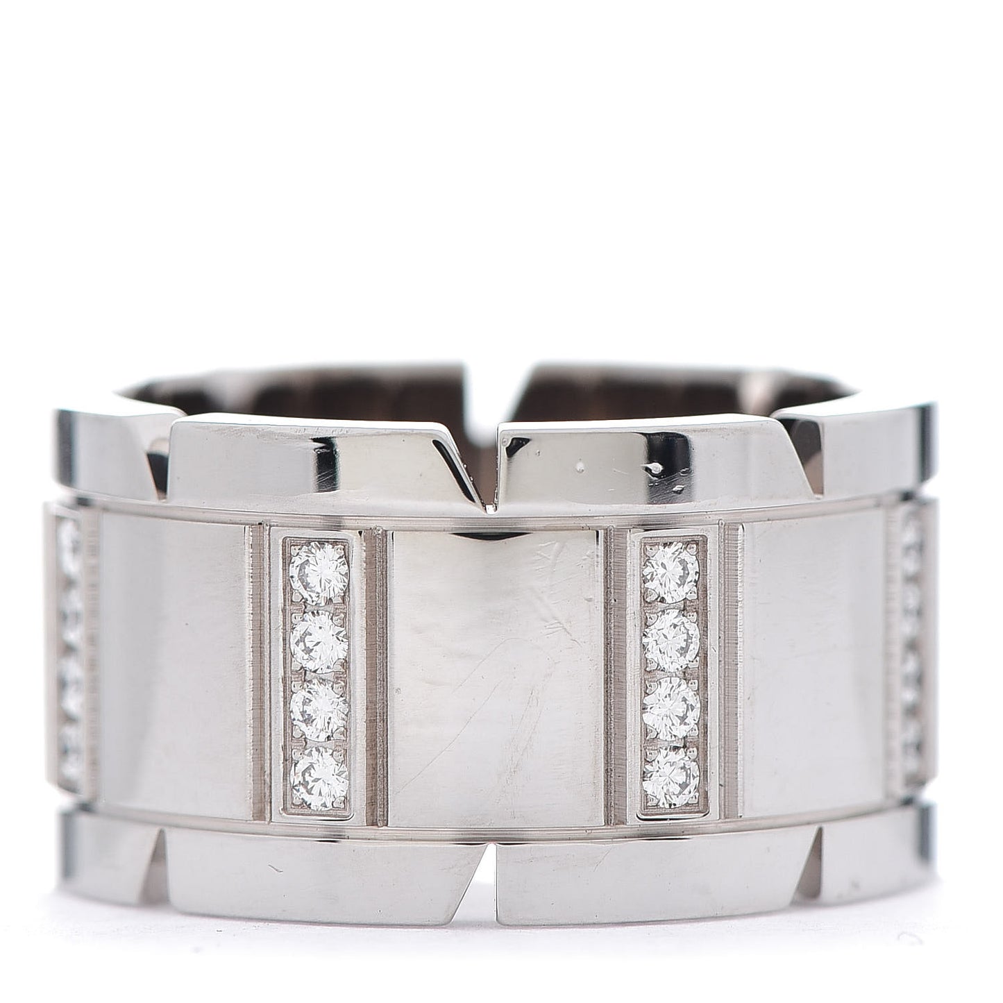 18K White Gold Diamond 11mm Tank Francaise Ring 52 6