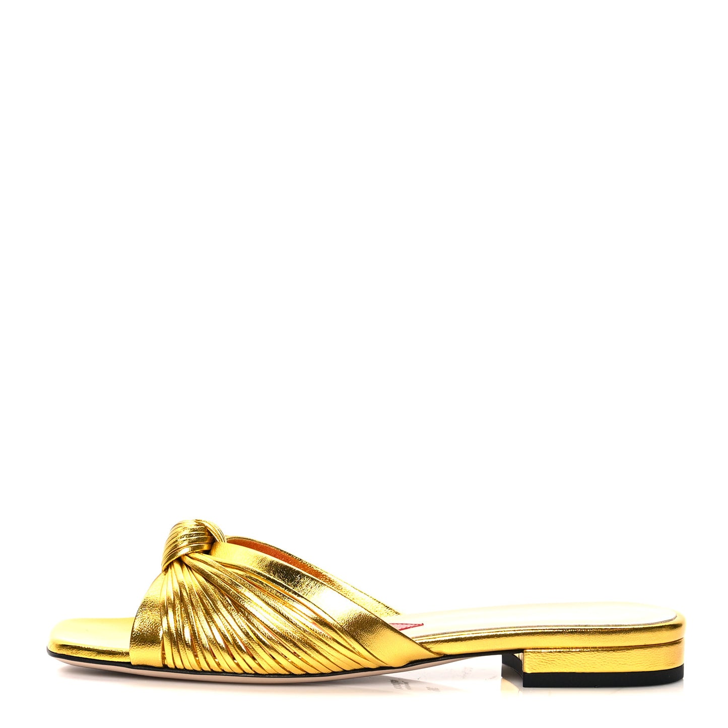 Metallic Nappa Crawford Knotted Flat Slides 36 Gold