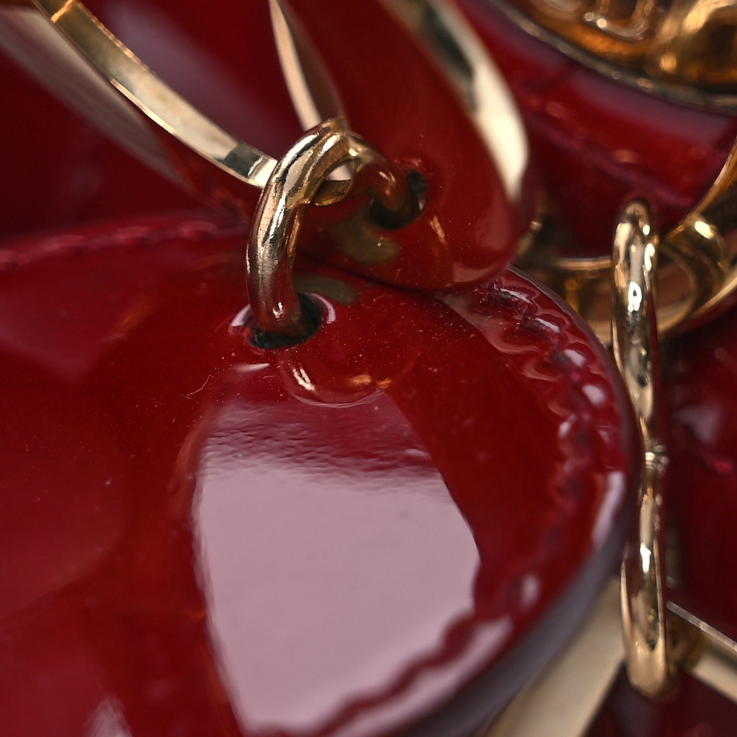 Patent Cannage Mini Lady Dior Red