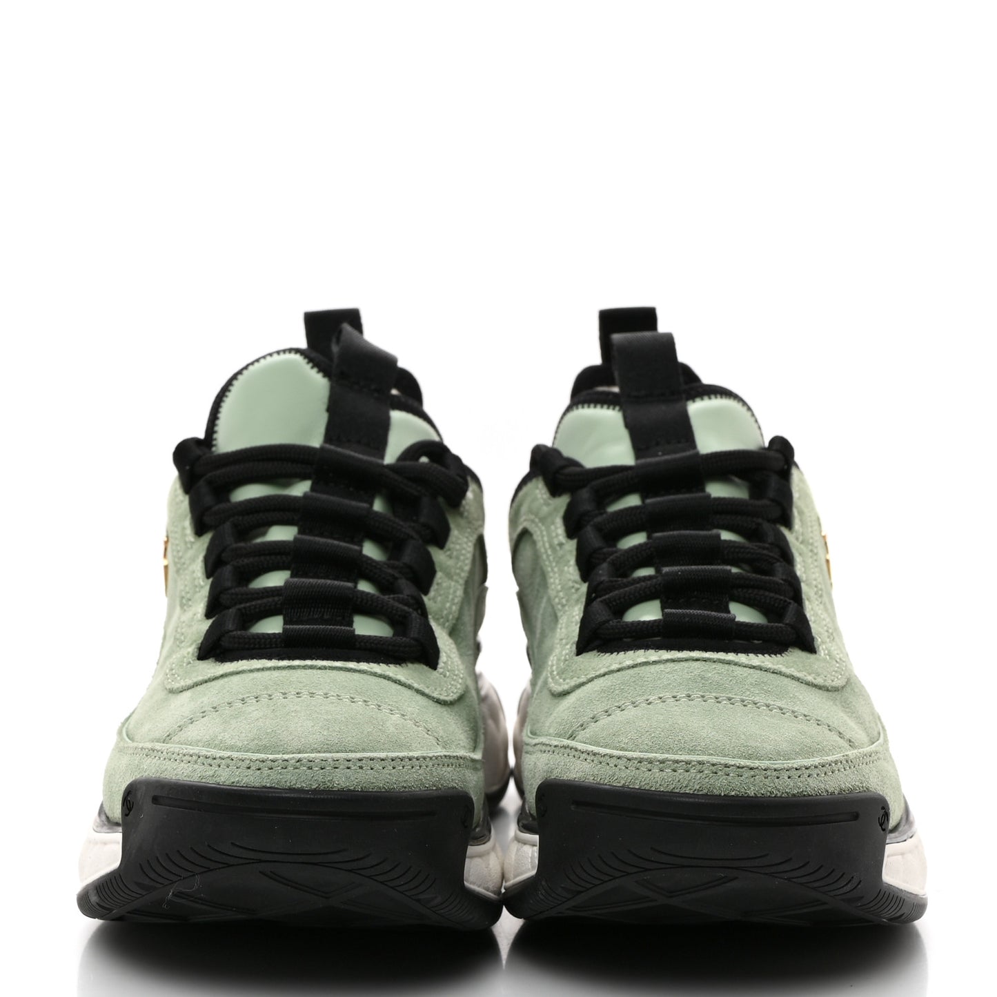 Suede Calfskin Nylon Grosgrain CC Sneakers 36.5 Light Green