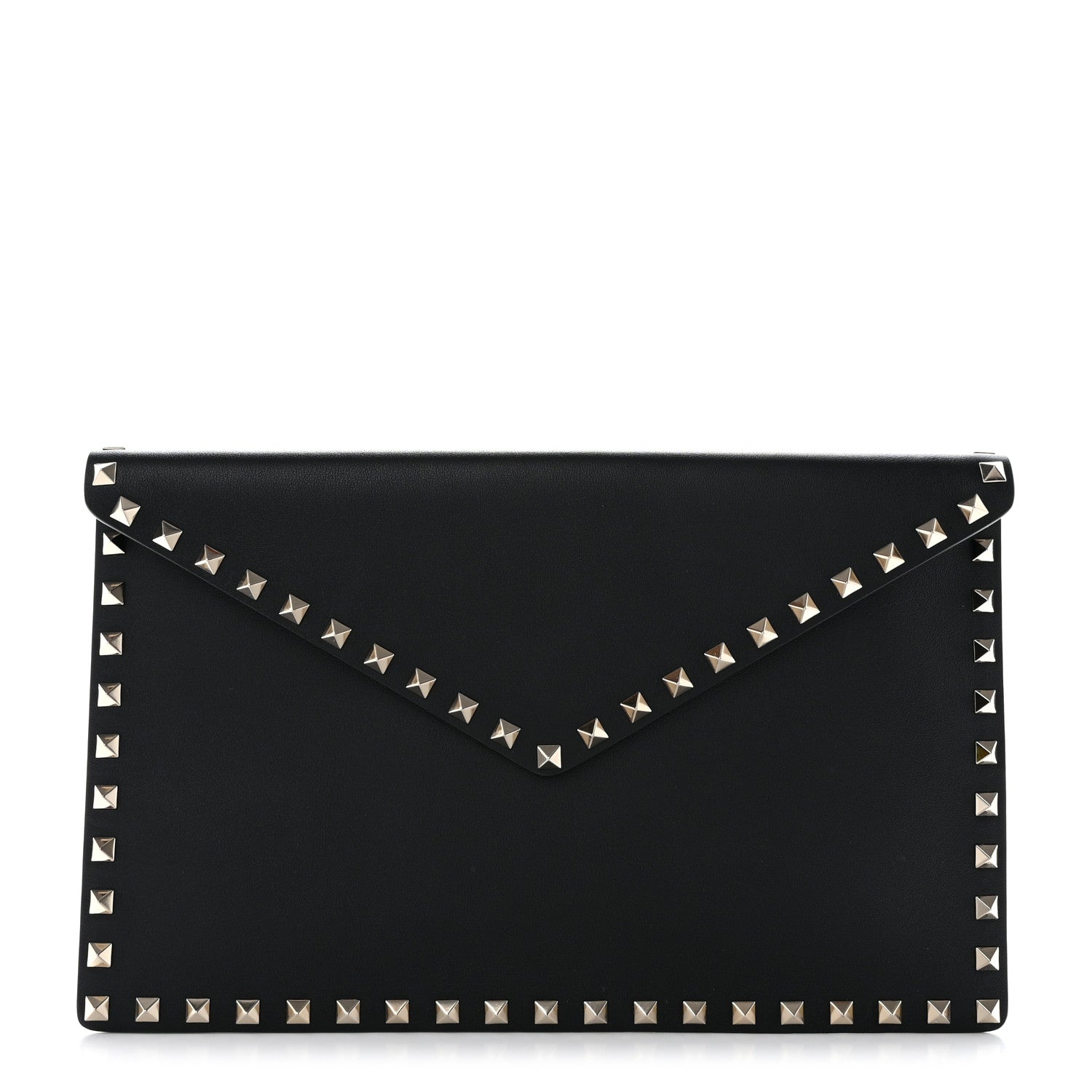 Valentino Garavani Vitello Large Rockstud Envelope Clutch Black 1 of 8