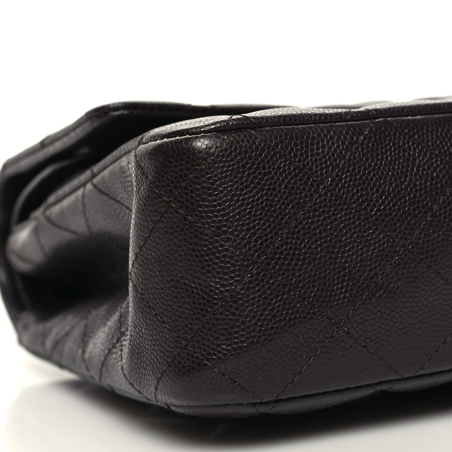 Caviar Quilted Small Double Flap Dark Brown