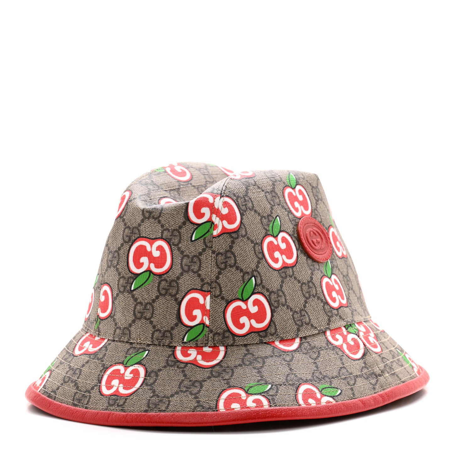 GG Supreme Monogram Apple Textured Dollar Calfskin Retro Interlocking G Fedora Pomme Bucket Hat L Beige Ebony Red