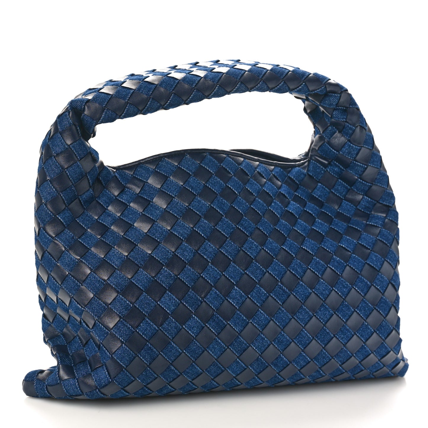 Denim Calfskin Intrecciato Small Hop Abyss Indigo