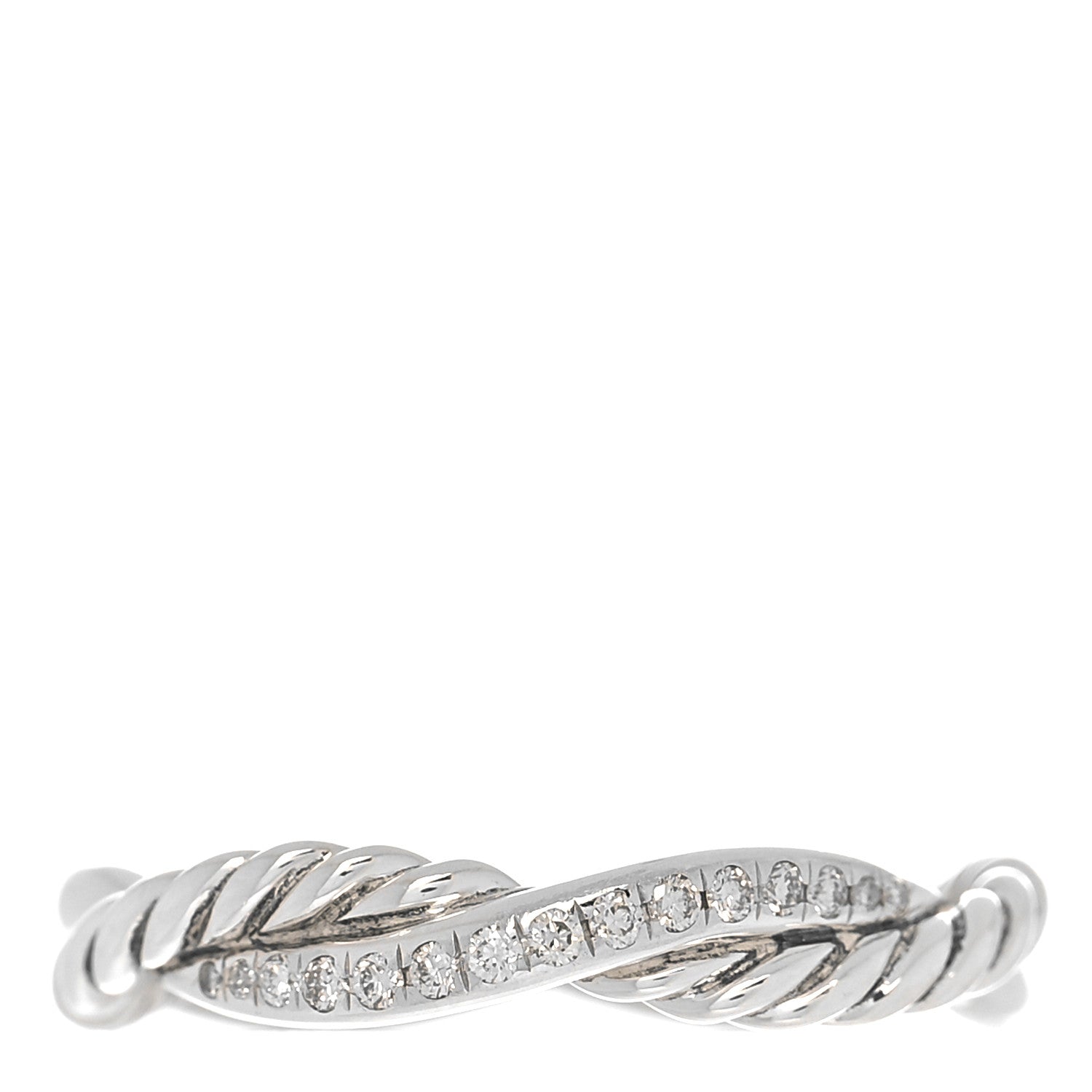 David Yurman Sterling Silver Diamond Petite Infinity Twist Ring 52 6 1 of 5