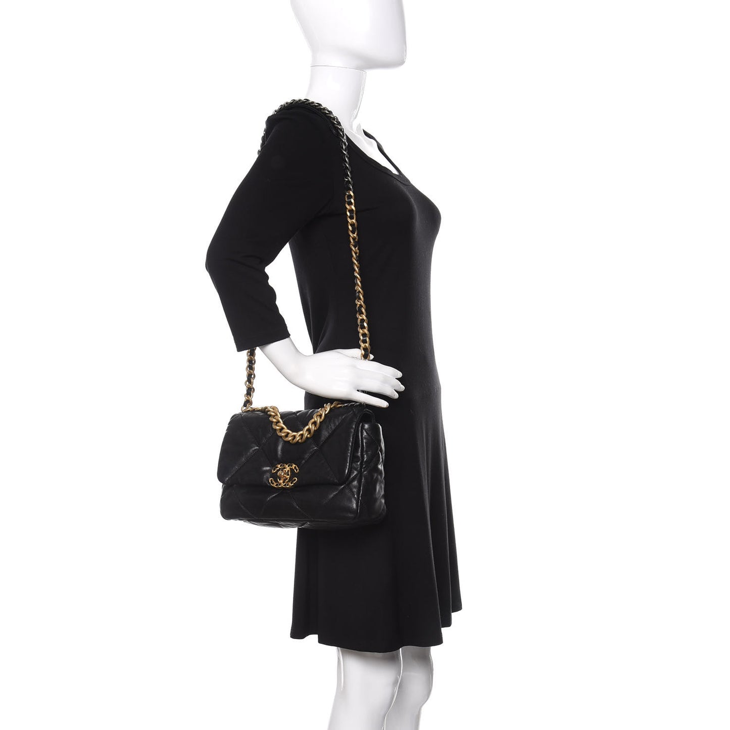Goatskin Quilted Medium Chanel 19 Flap Black