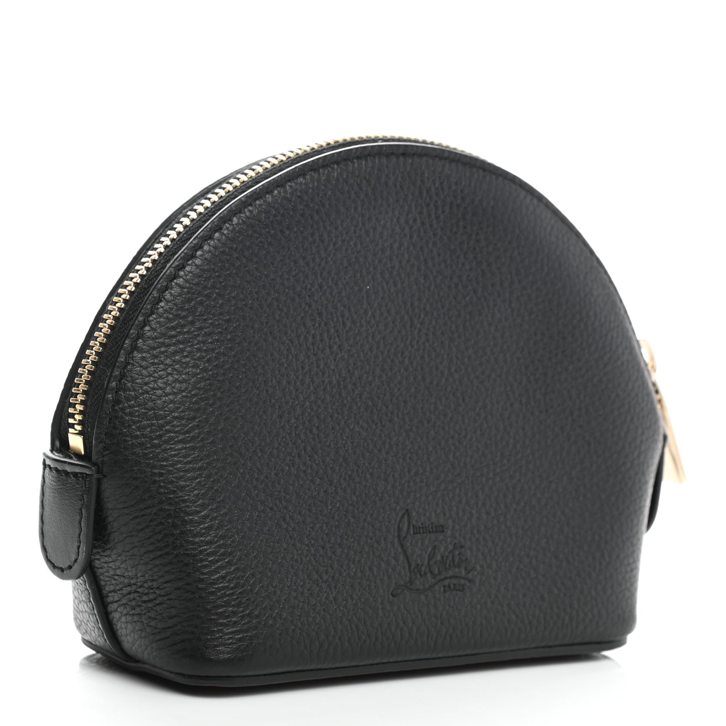 Grained Calfskin Carasky Studded Cosmetic Pouch Black Gold