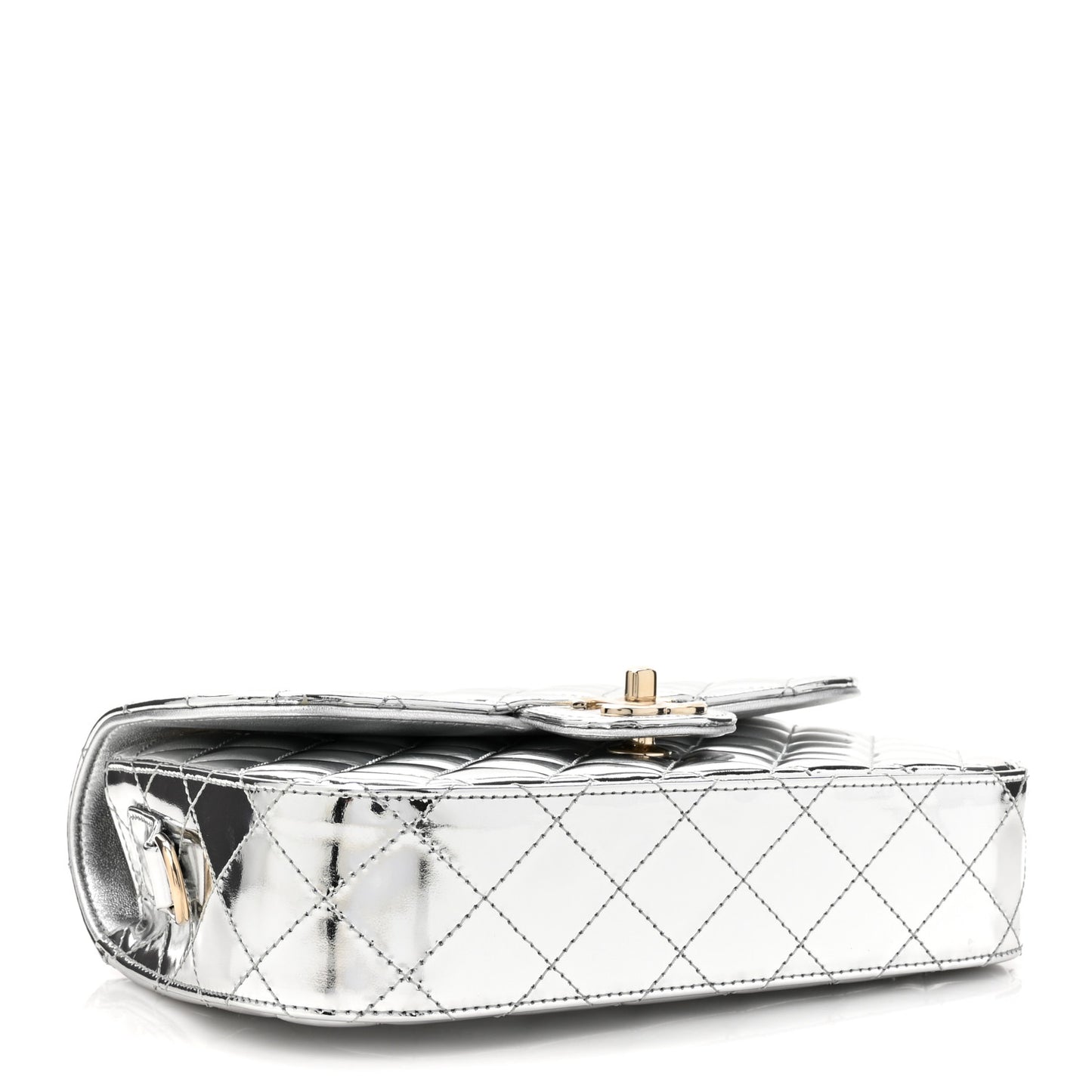 Mirror Calfskin Metallic Calfskin Medium Hollywood Boulevard Flap With Star Coin Purse Silvery