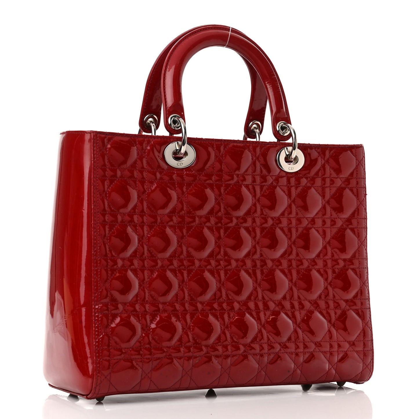 Patent Cannage Large Lady Dior Red