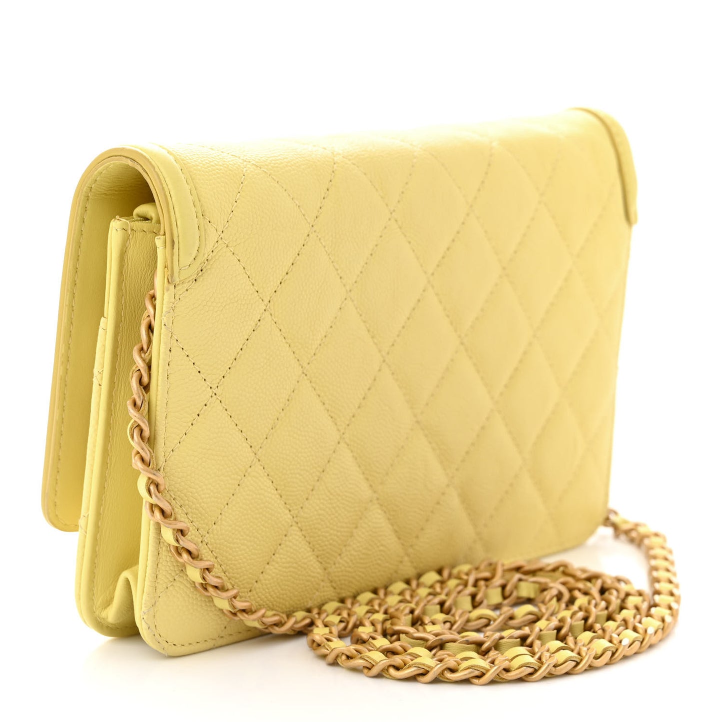 Caviar Quilted CC Filigree Wallet On Chain WOC Yellow