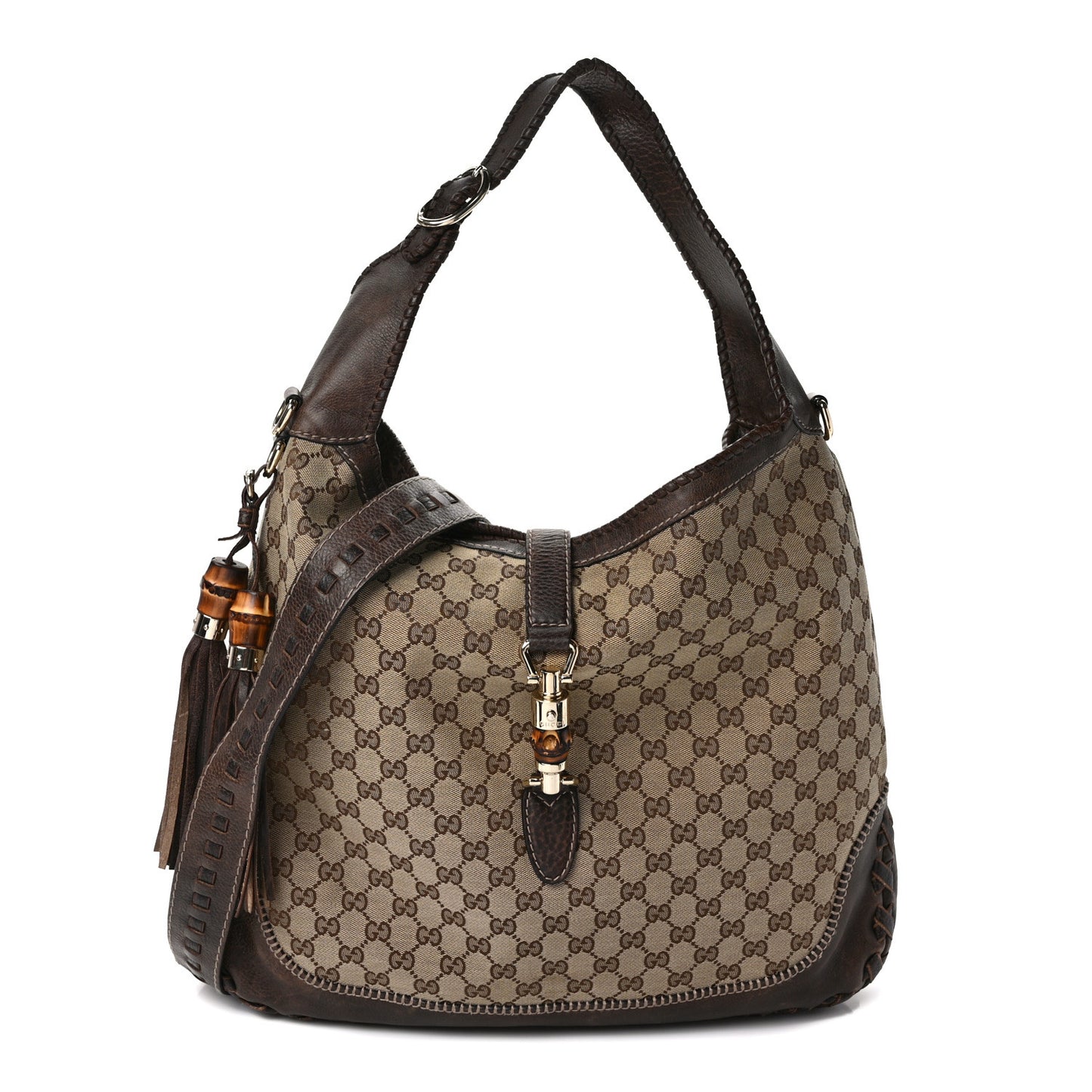 Monogram Large New Jackie Shoulder Bag Dark Brown