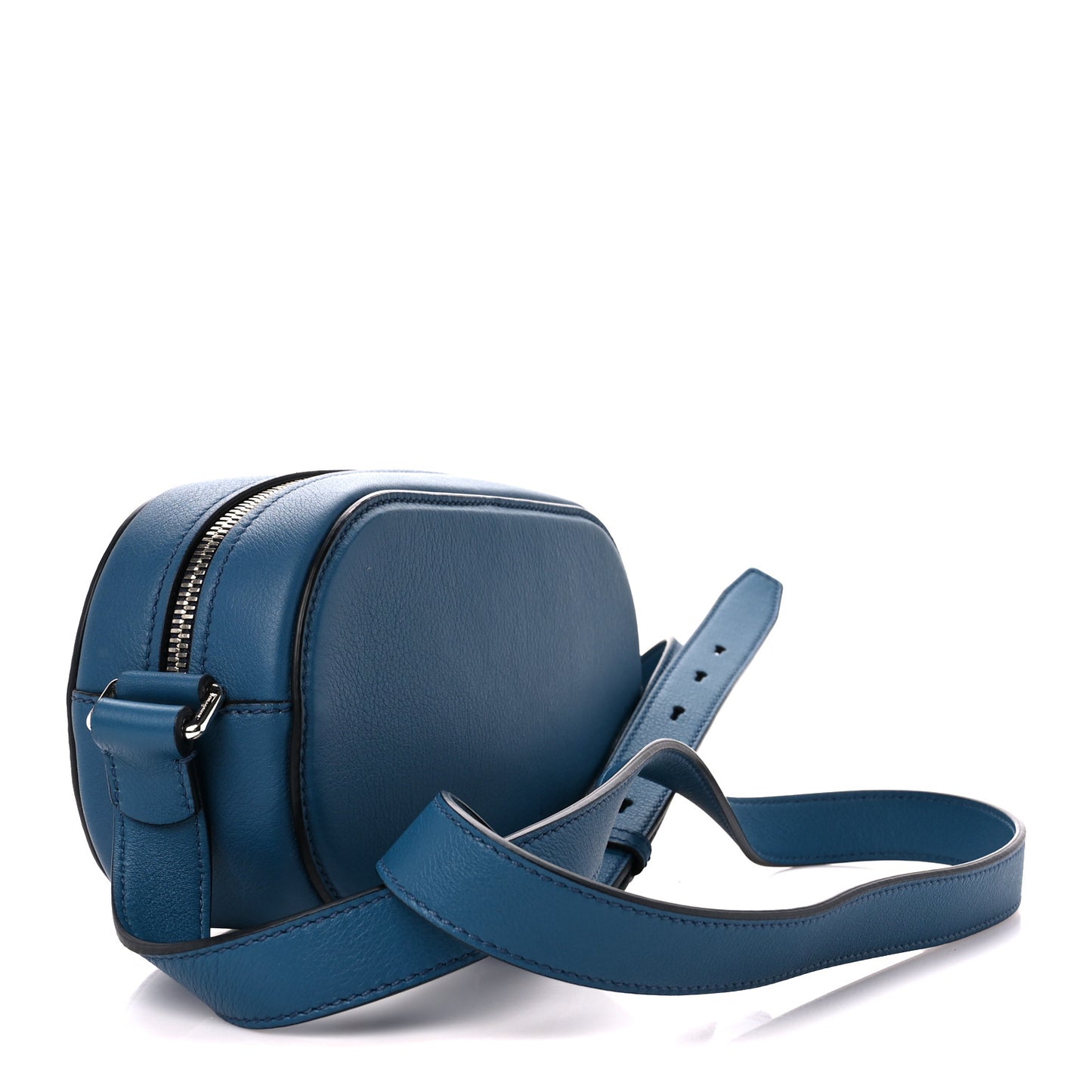Calfskin Double Gancio Crossbody Bag Denim