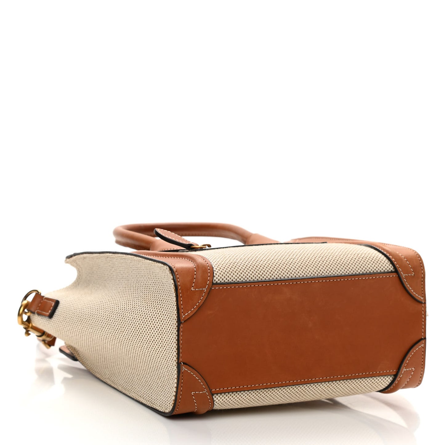 Textile Smooth Calfskin Nano Luggage Tan White