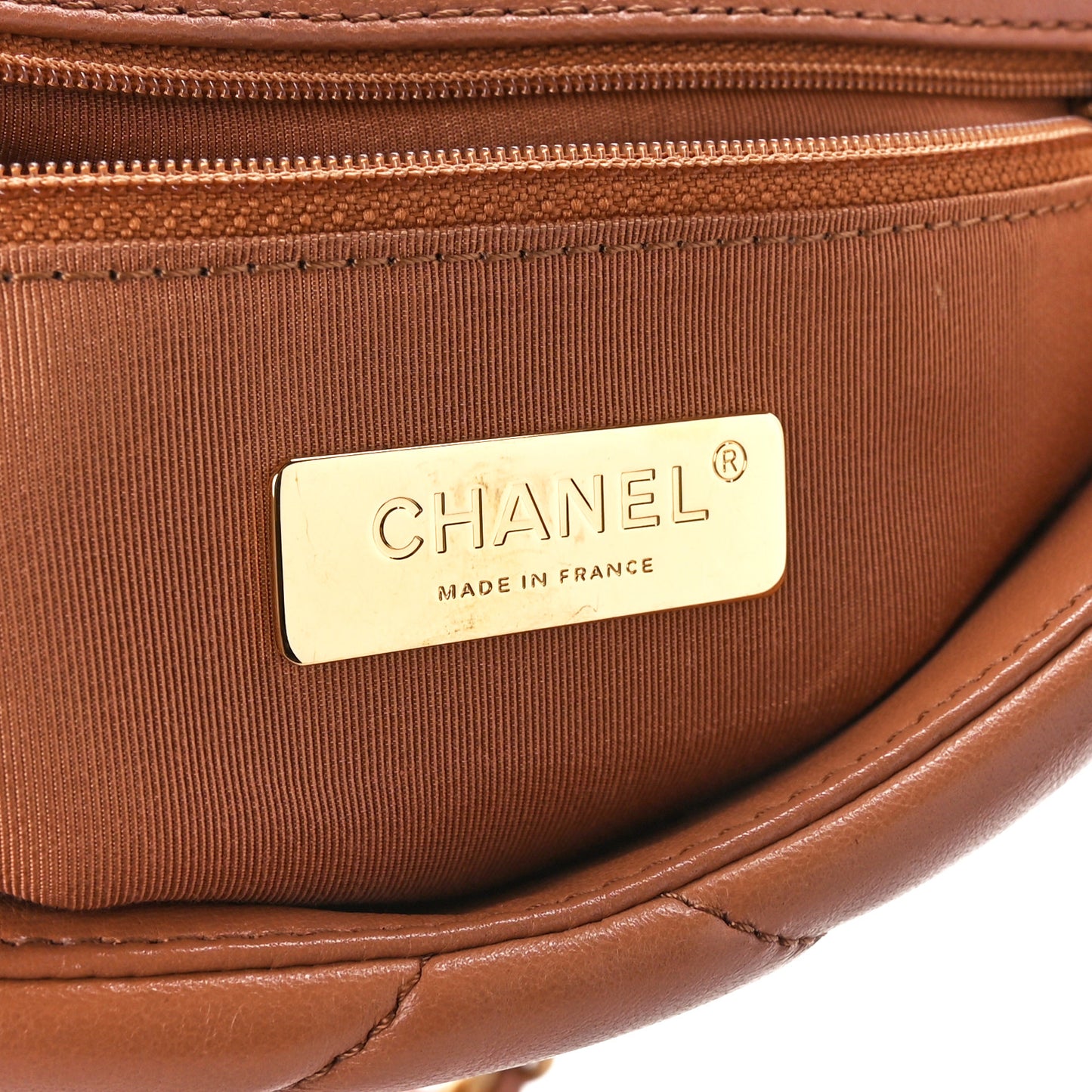 Lambskin Quilted Medium Chanel 19 Flap Brown