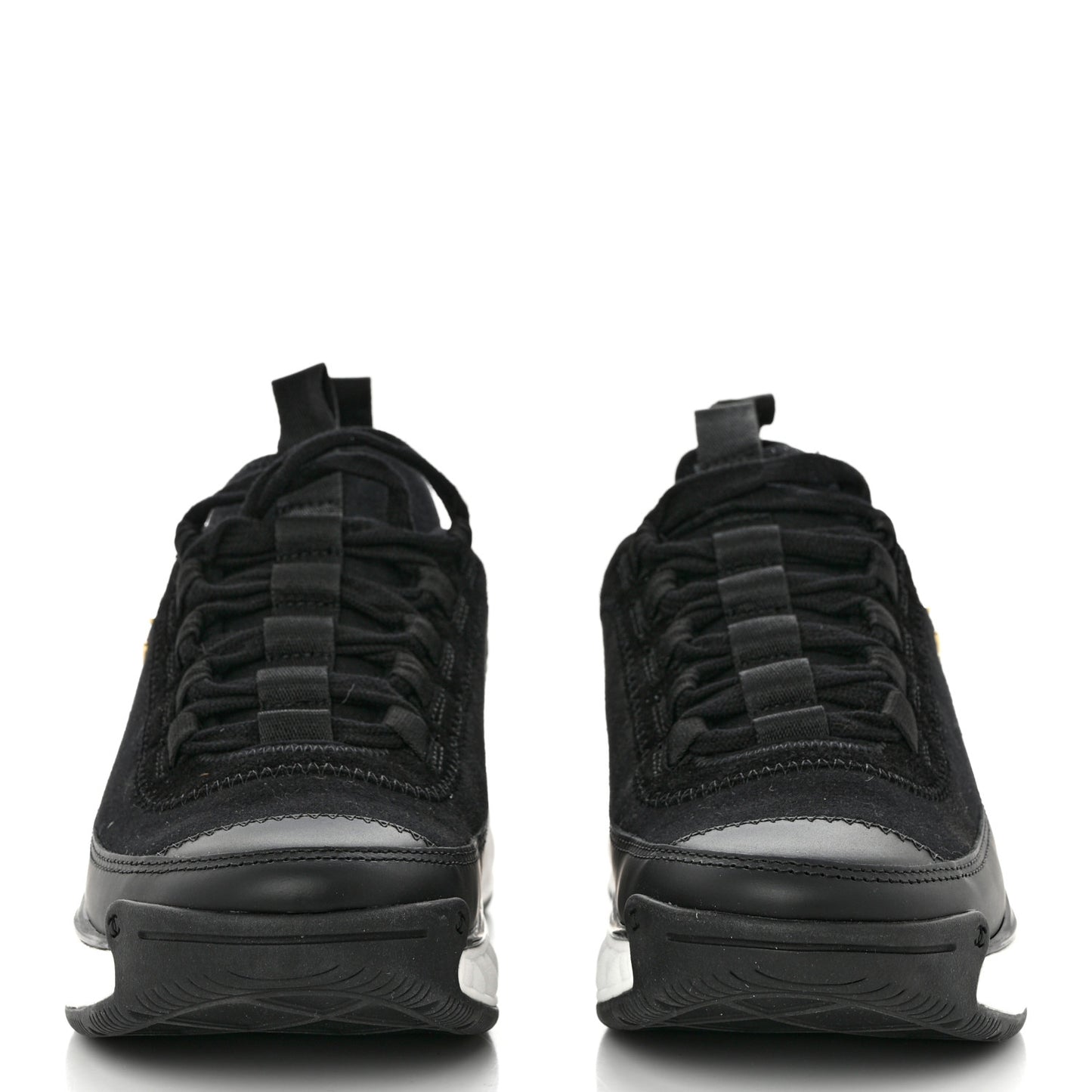 Velvet Calfskin Mixed Fibers CC Sneakers 35.5 Black