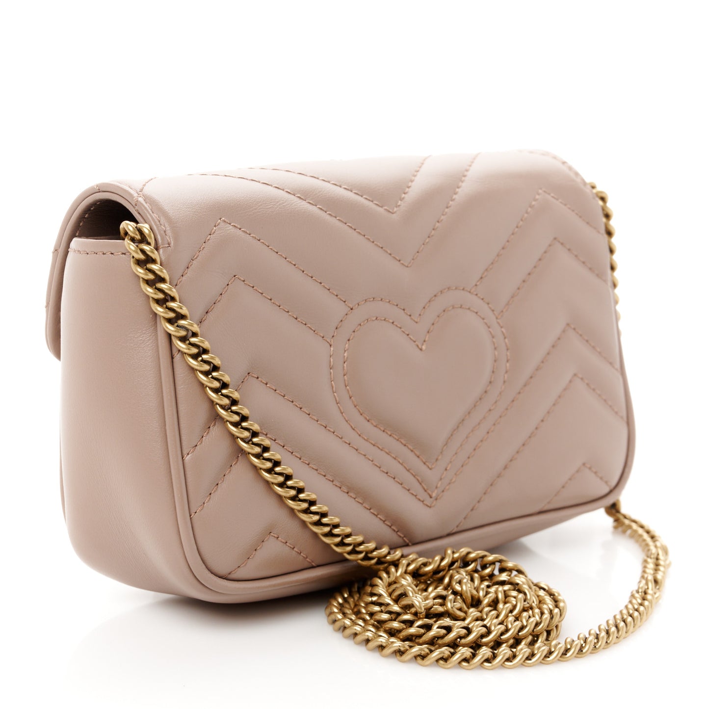 Calfskin Matelasse Super Mini GG Marmont Shoulder Bag Porcelain Rose