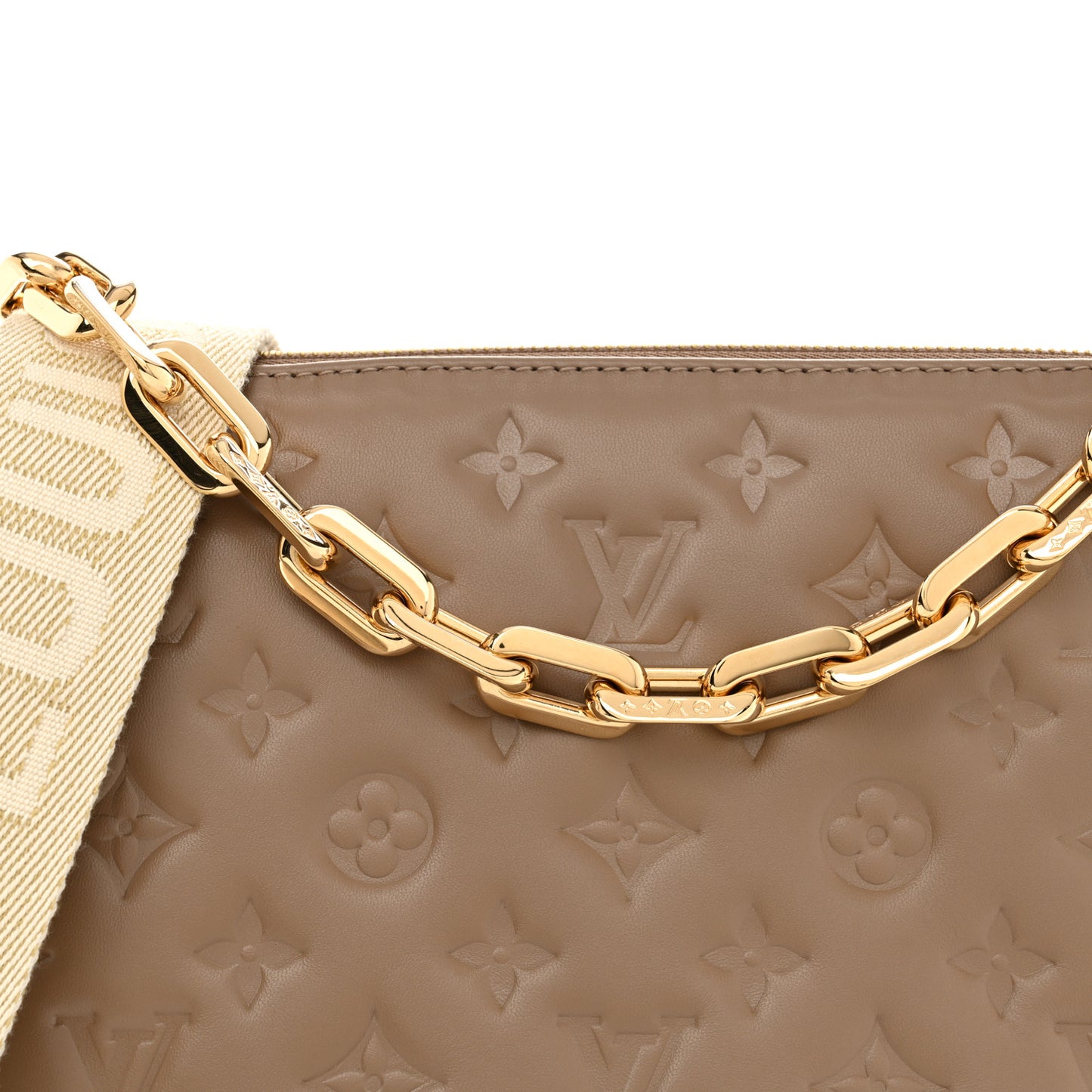 Lambskin Embossed Monogram Coussin PM Taupe