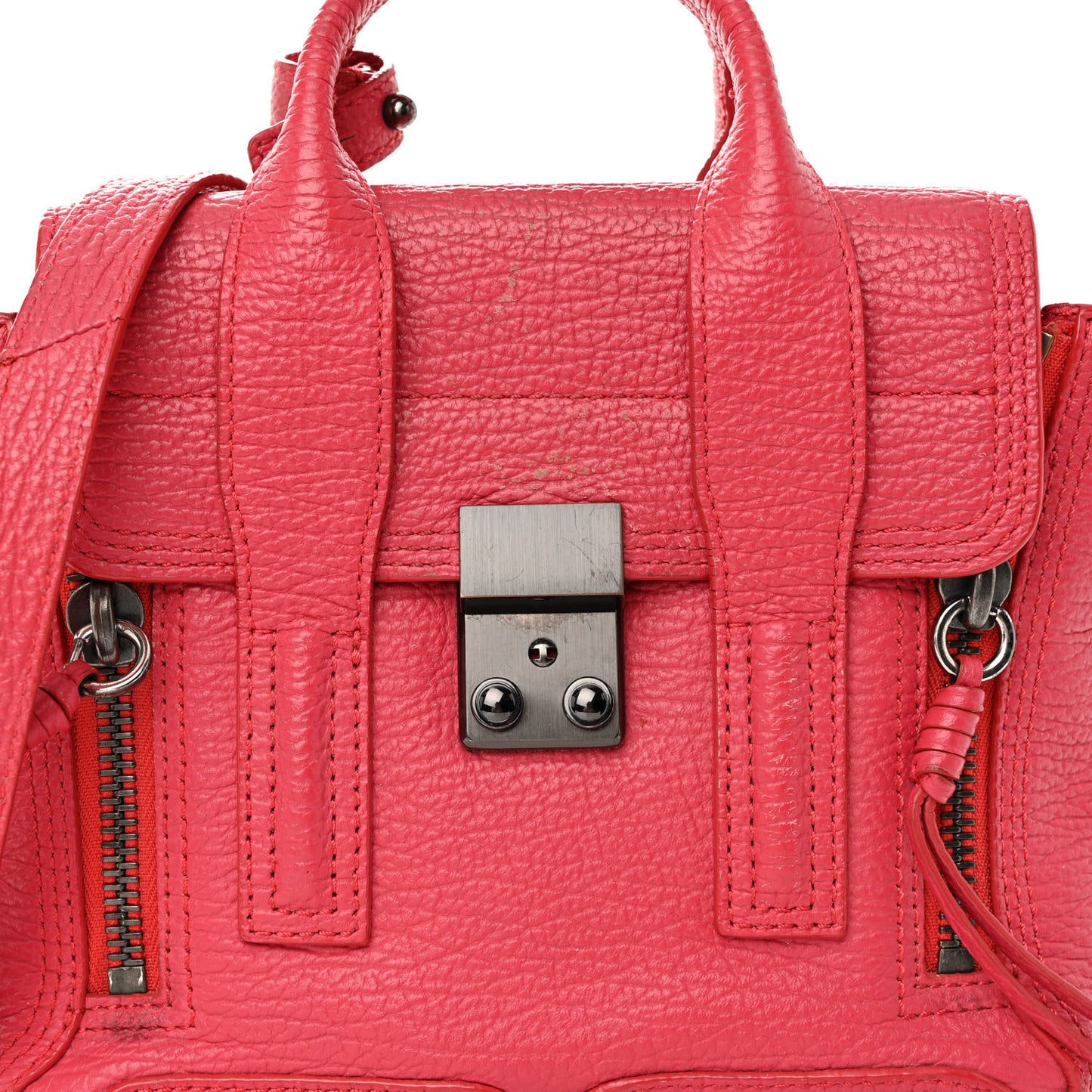 Textured Calfskin Mini Pashli Satchel Raspberry
