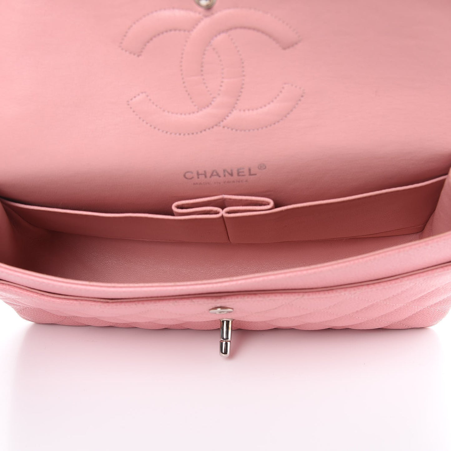 Caviar Quilted Medium Double Flap Pink