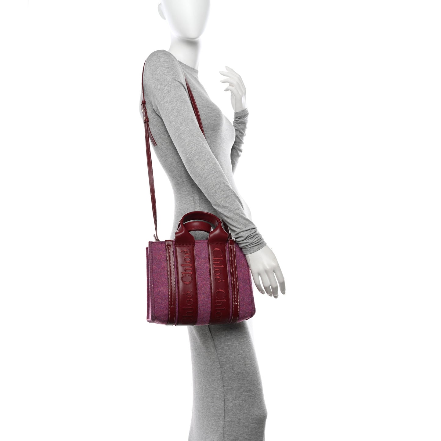 Recycled Felt Calfskin Small Woody Ribbon Tote Striking Purple