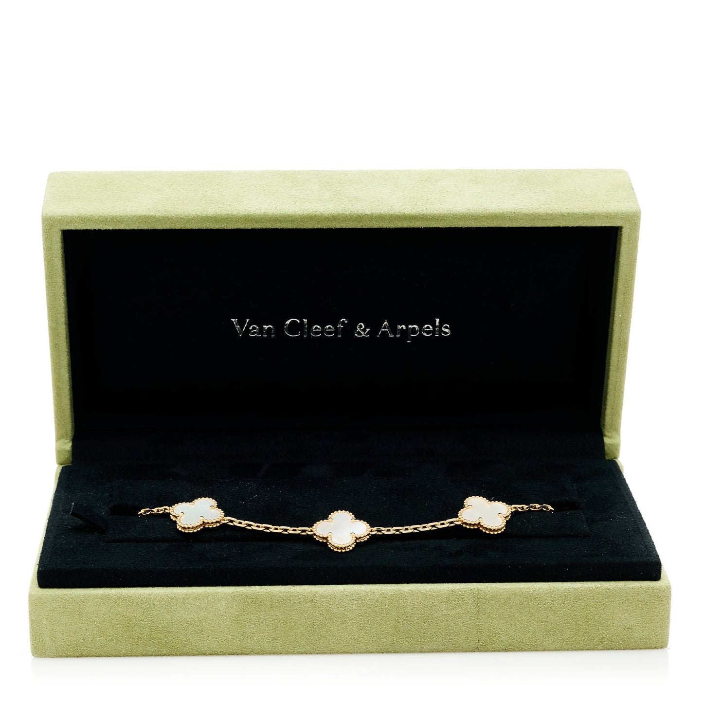 18K Yellow Gold Mother of Pearl 5 Motifs Vintage Alhambra Bracelet