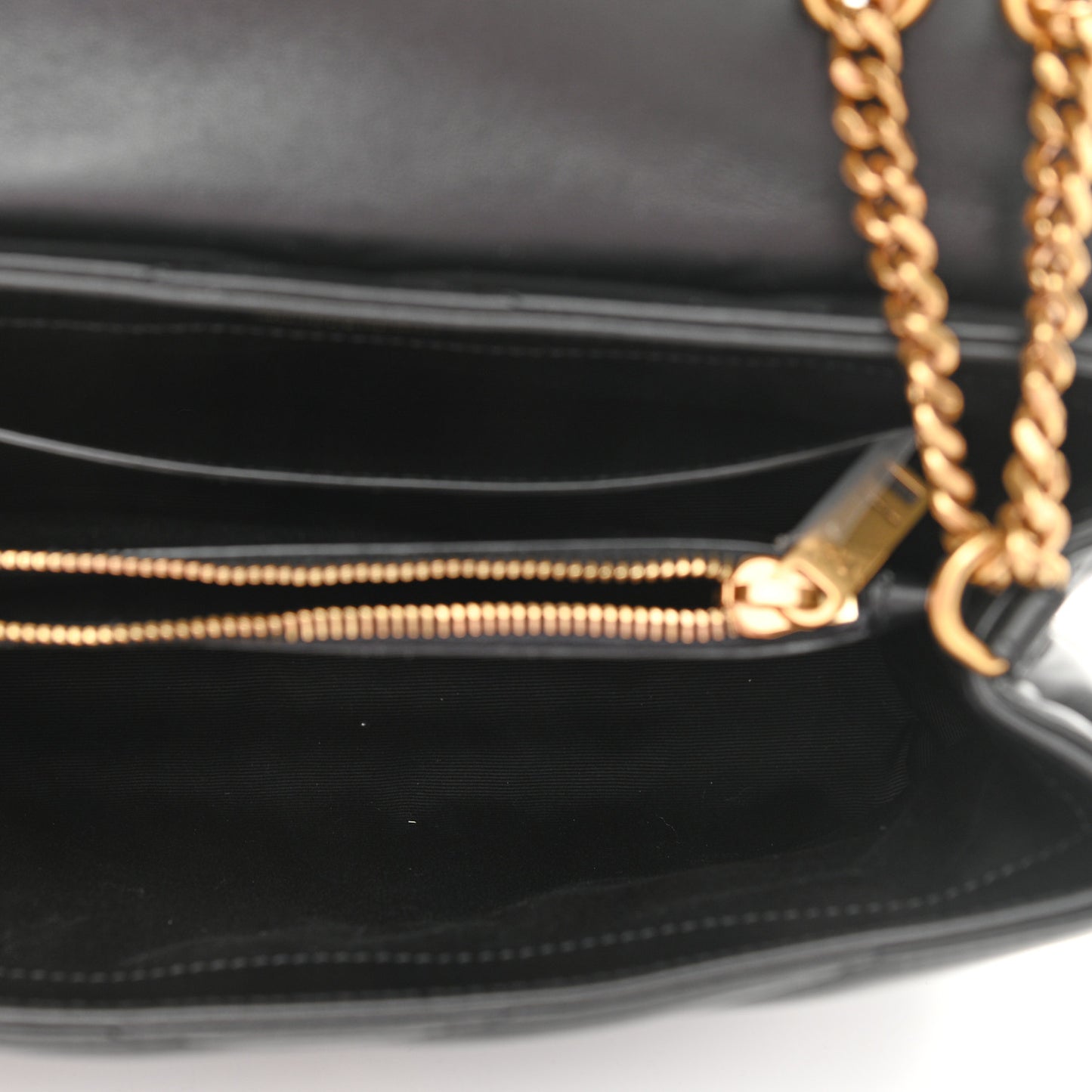 Calfskin Y Quilted Monogram Small Loulou Chain Satchel Black