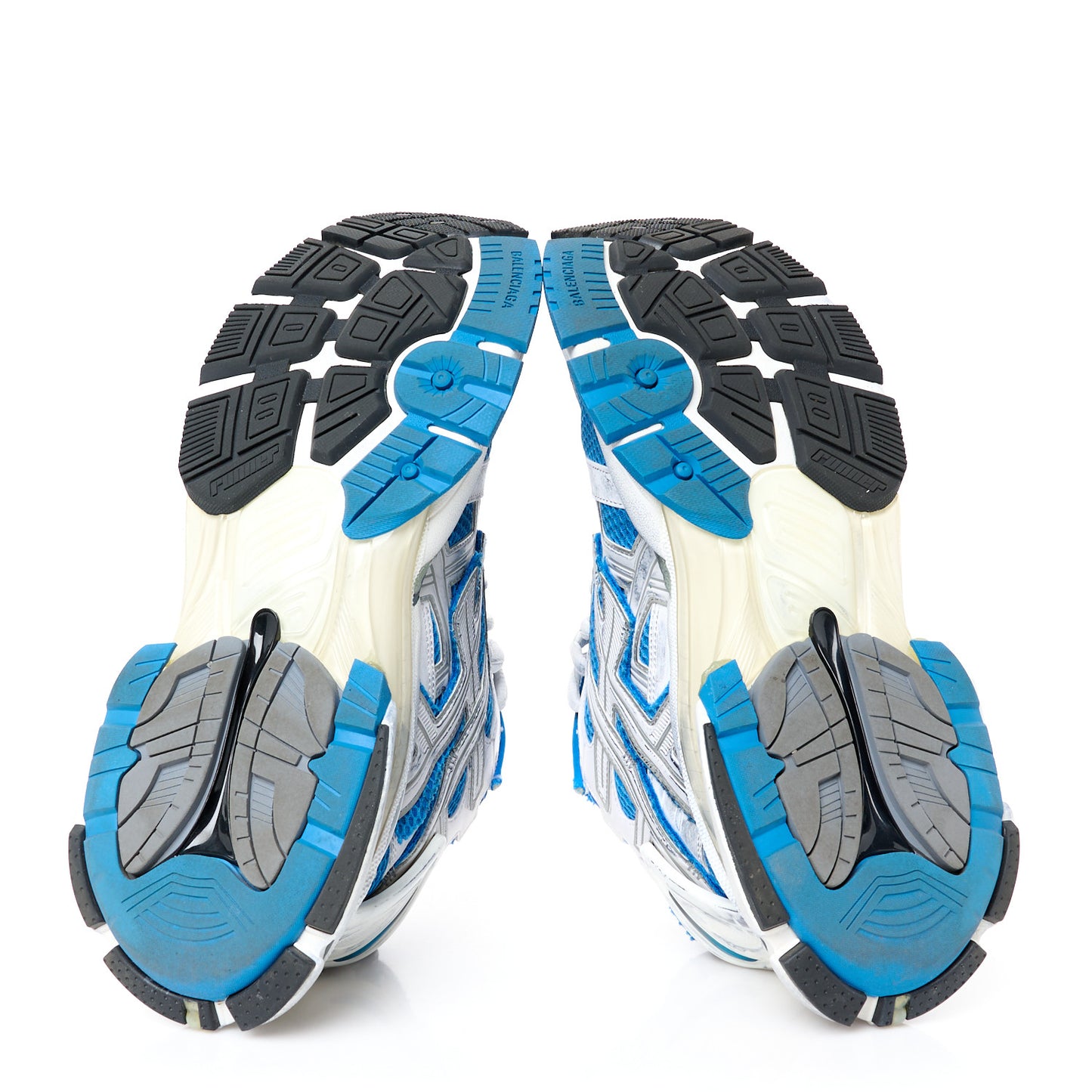 Mesh Rubber Bi-Color Mens Runner Sneakers 45 Grey Blue White