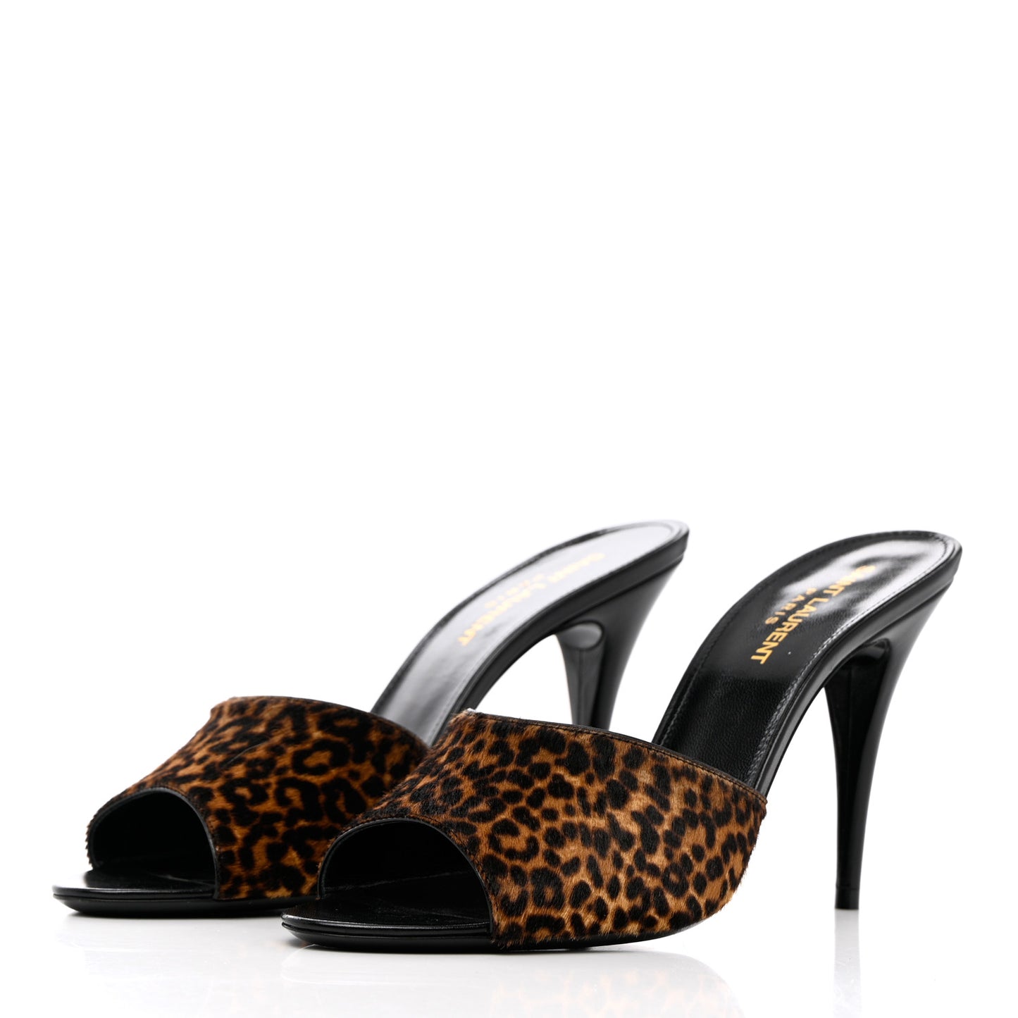 Pony Hair Leopard Print Sexy 95mm Pumps 38.5 Natural Black