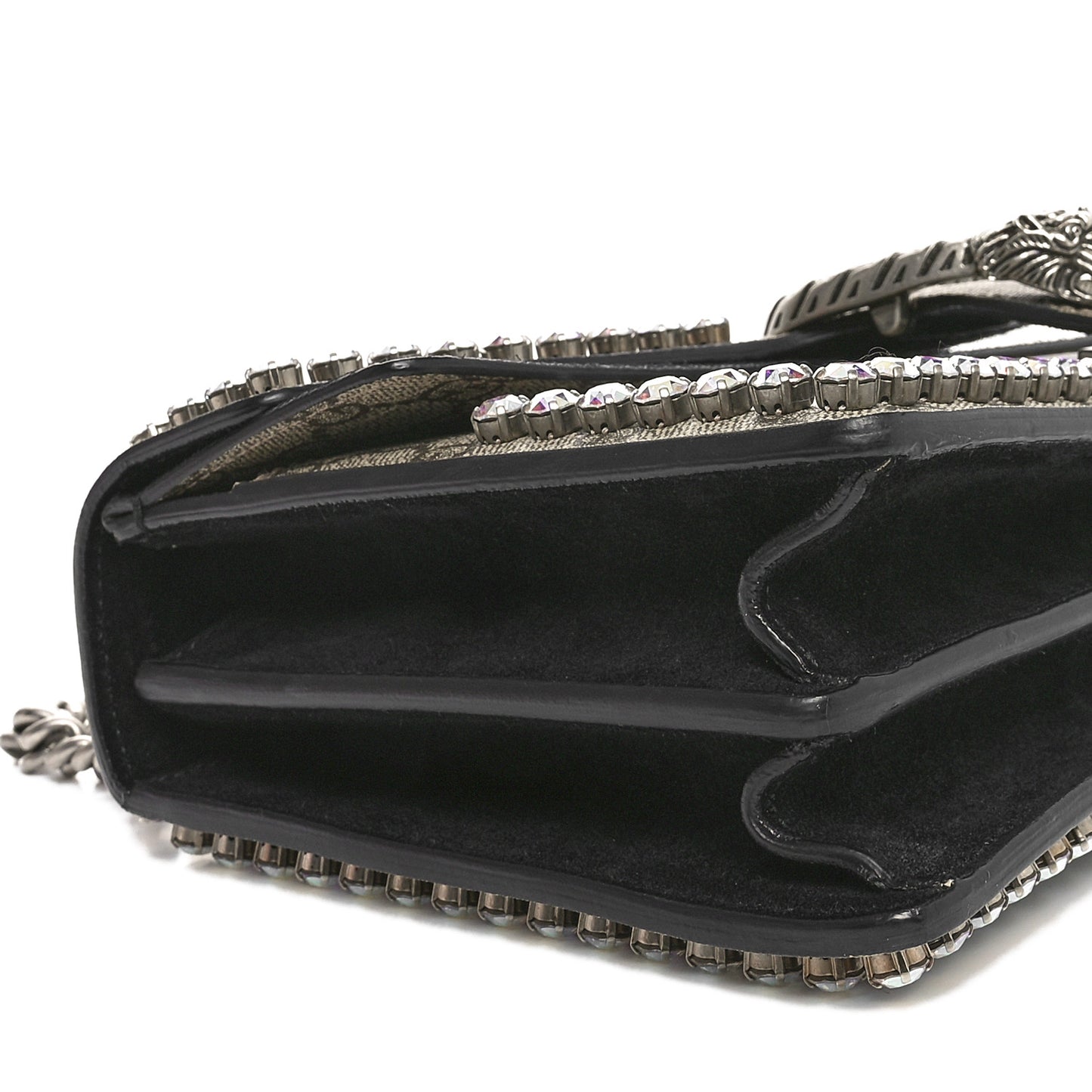 GG Supreme Monogram Crystal Small Dionysus Shoulder Bag Black