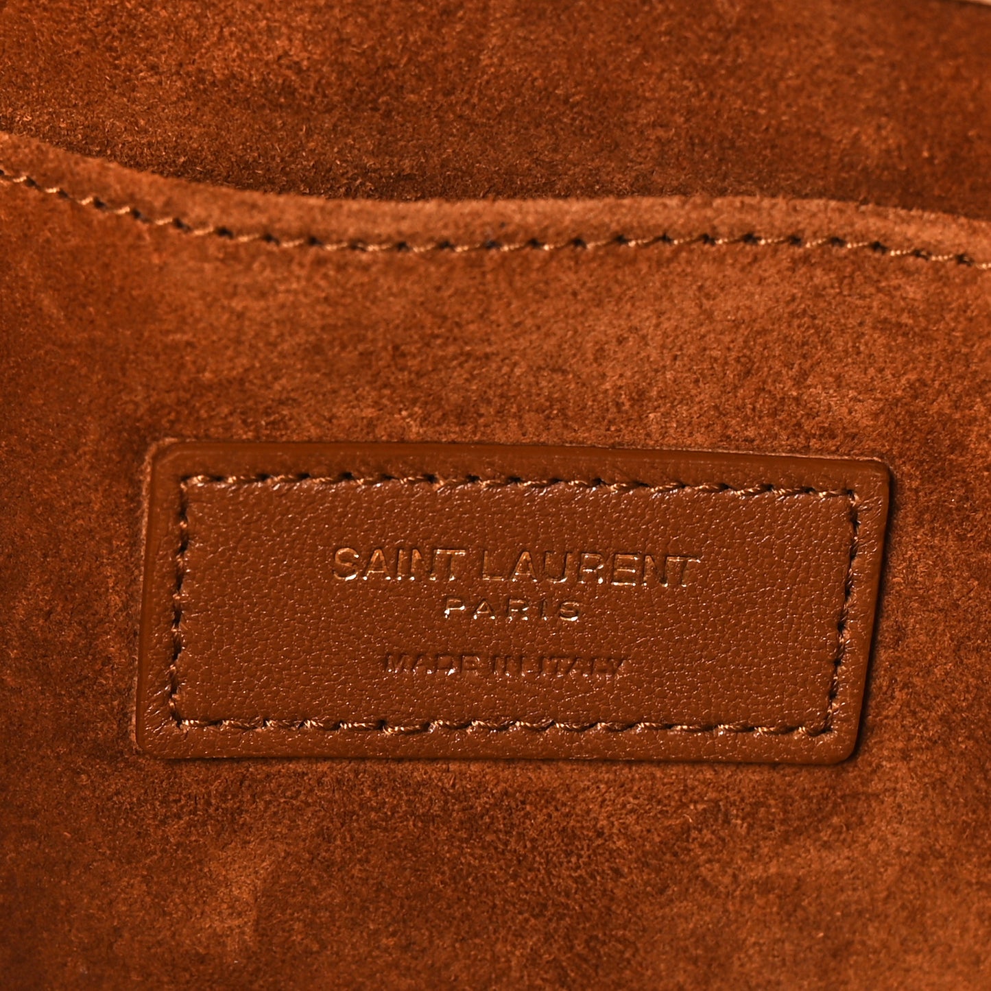 Calfskin Rive Gauche Zipped Pouch Vintage Brown Gold