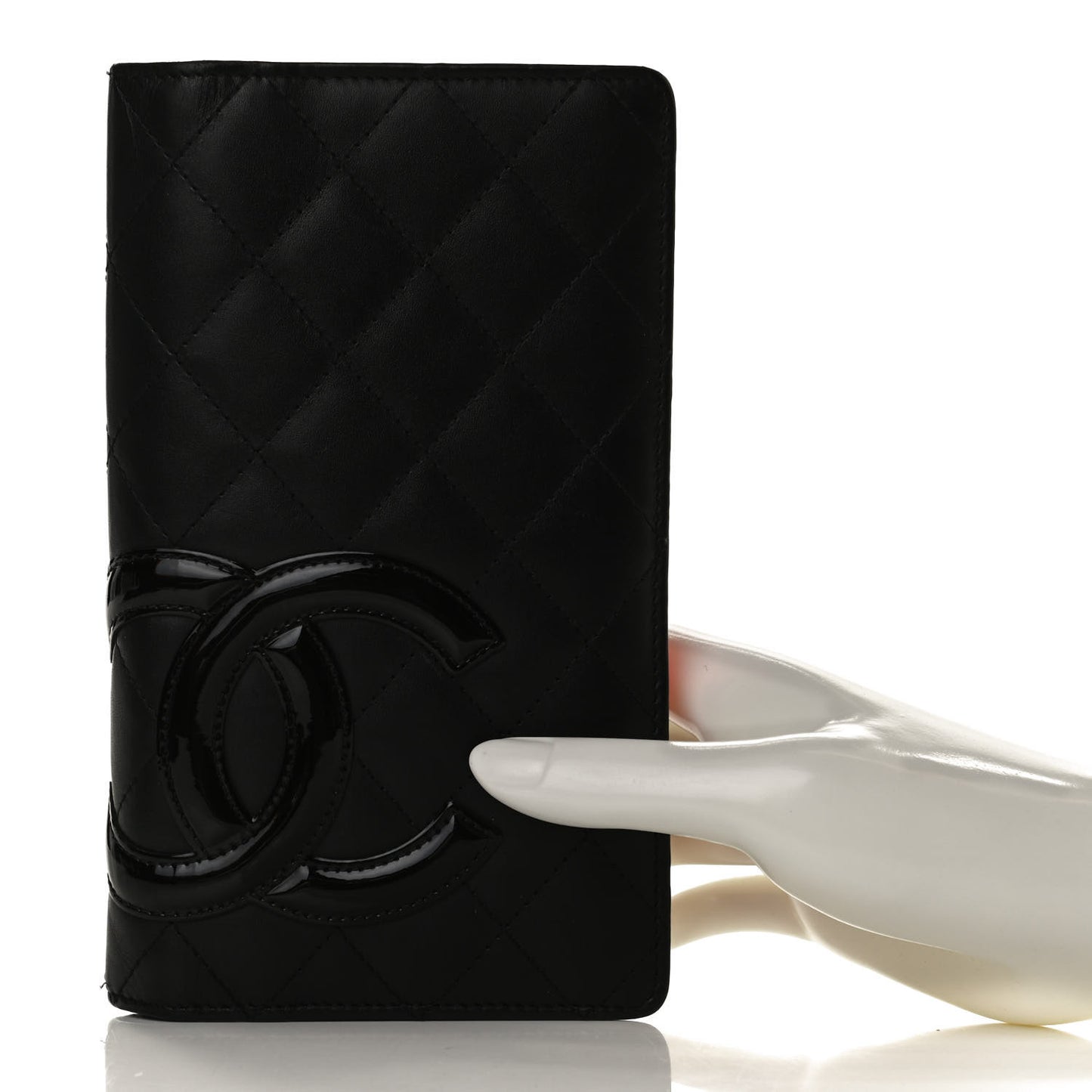 Calfskin Quilted Cambon Yen Wallet Black