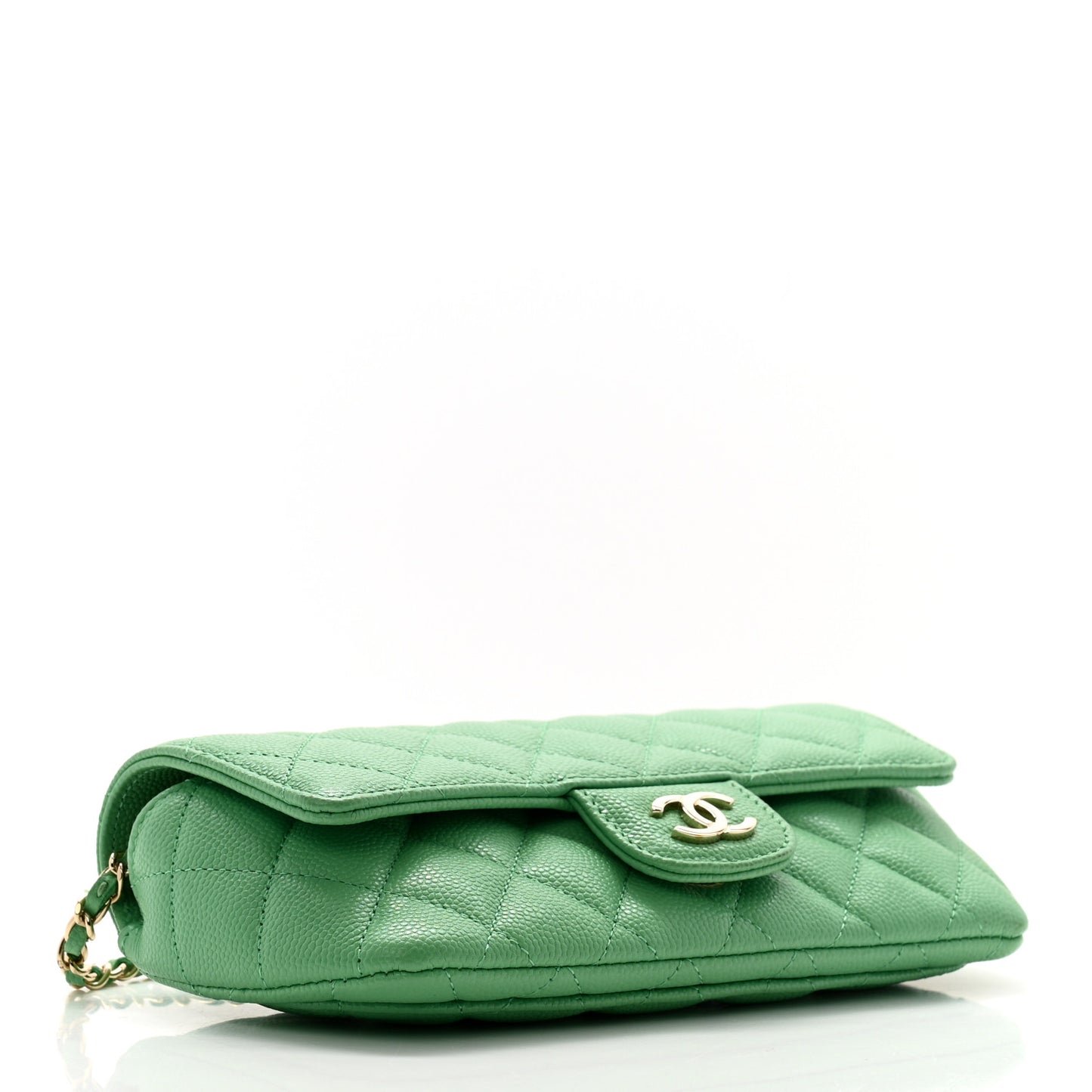 Caviar Quilted Glasses Case With Chain Green