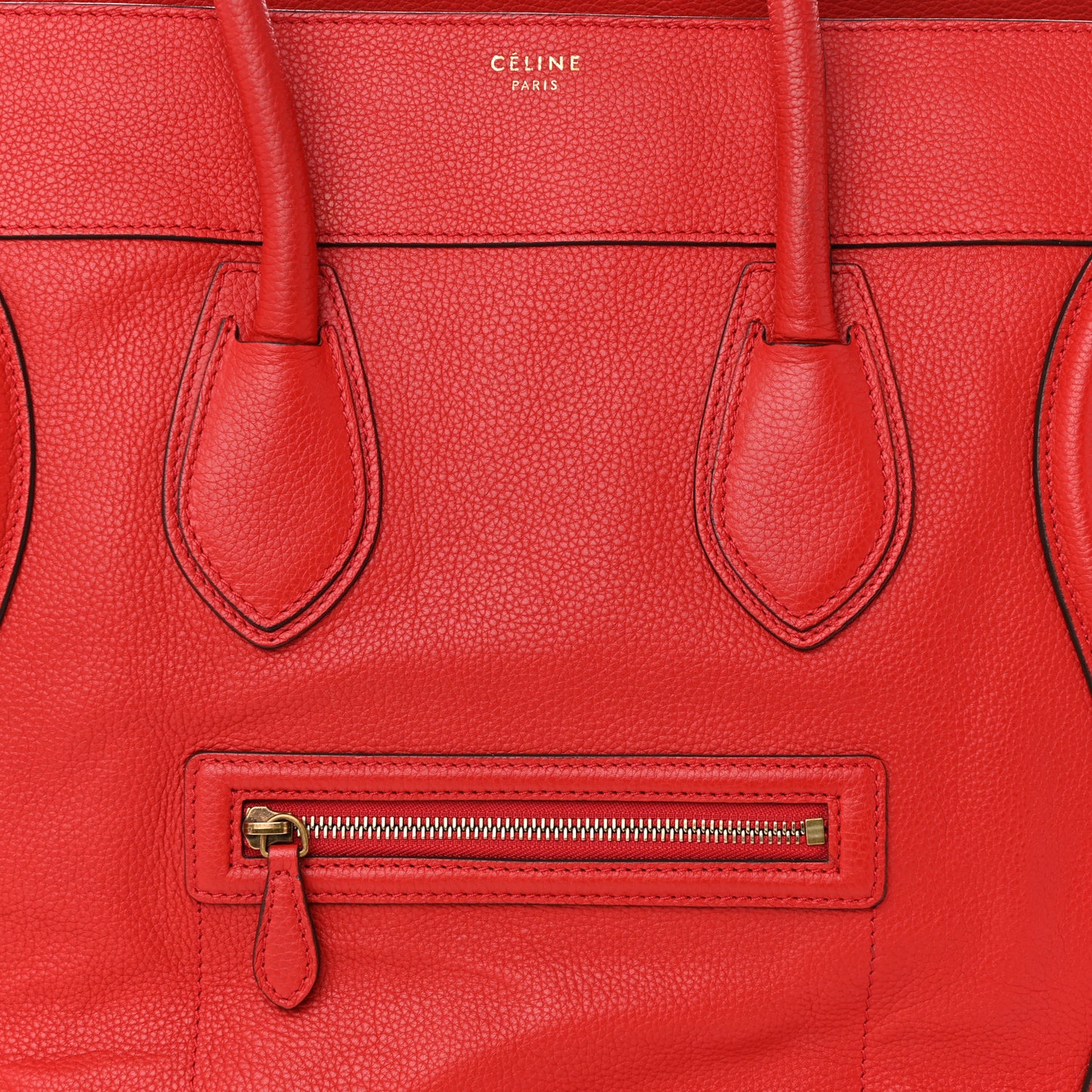 Drummed Calfskin Medium Luggage Coquelicot