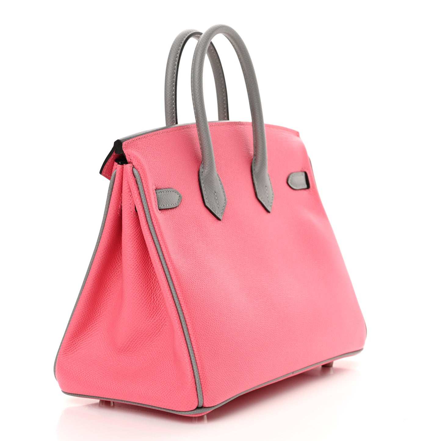Epsom Horseshoe Birkin 25 Rose Azalee Gris Mouette