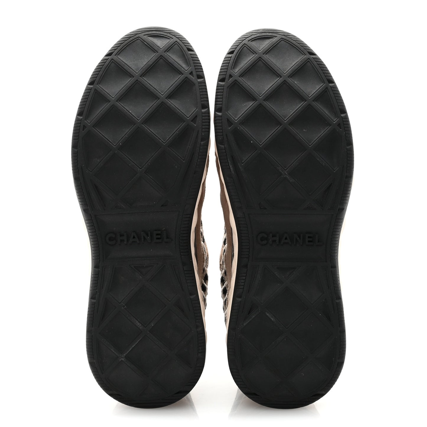 Suede Calfskin Embroidered CC Sneakers 37 Beige Black