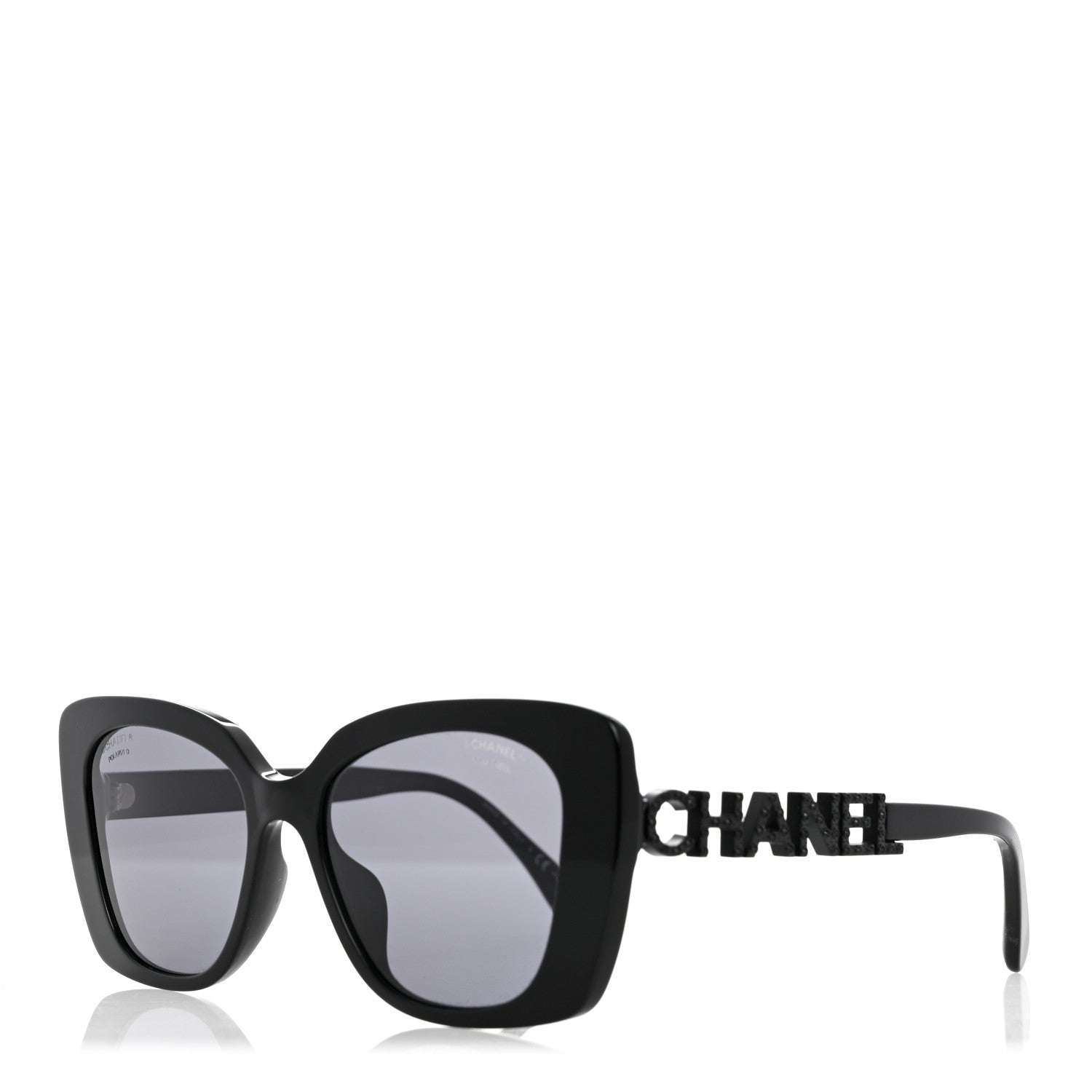 Chanel Acetate Strass Polarized Square Sunglasses 5422-B Black 1 of 8
